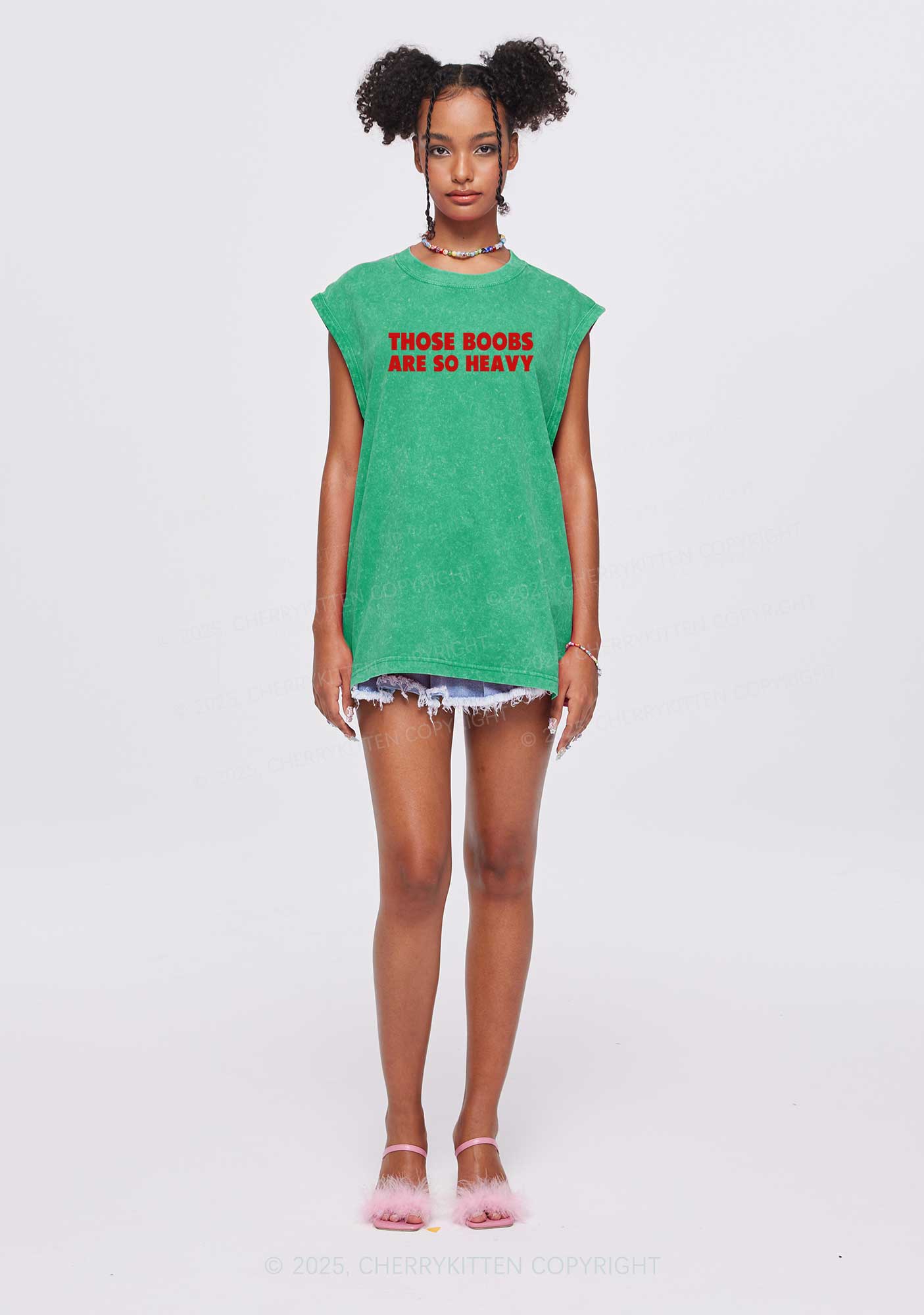 Bxxbs Are So Heavy Y2K Washed Muscle Tank Cherrykitten