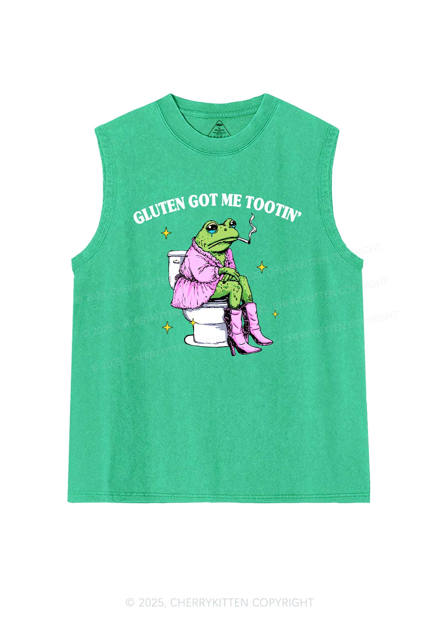 Gluten Got Me Tootin Y2K Washed Muscle Tank Cherrykitten