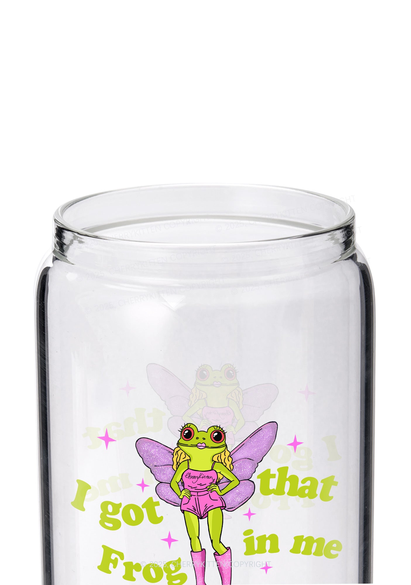 I Got That Frog Y2K Printed Glass Cup Cherrykitten