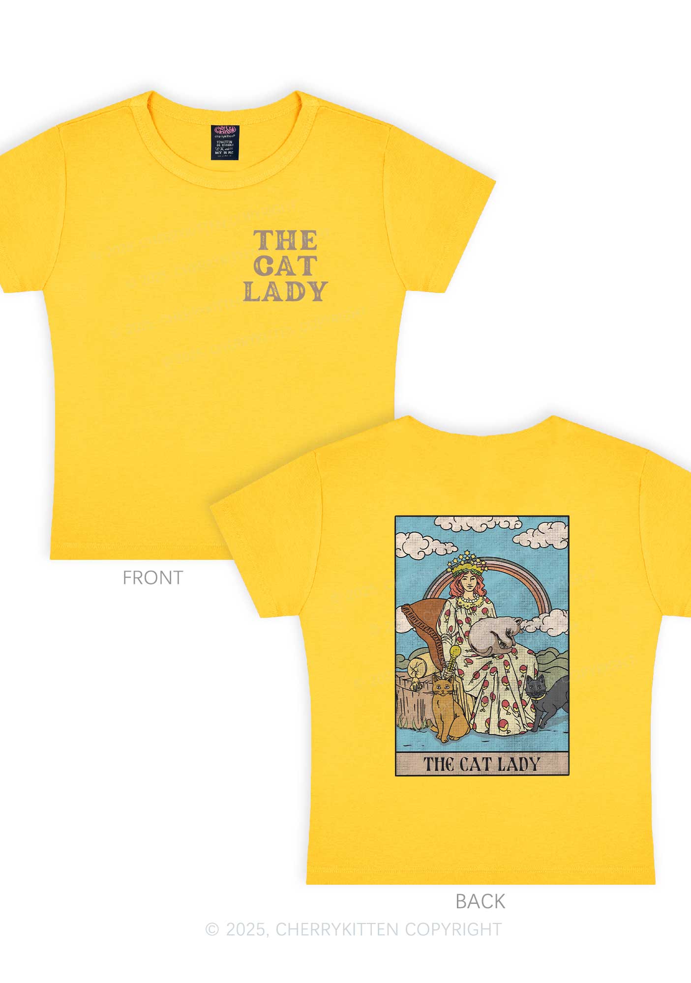 The Cat Lady Two Sides Y2K Baby Tee Cherrykitten