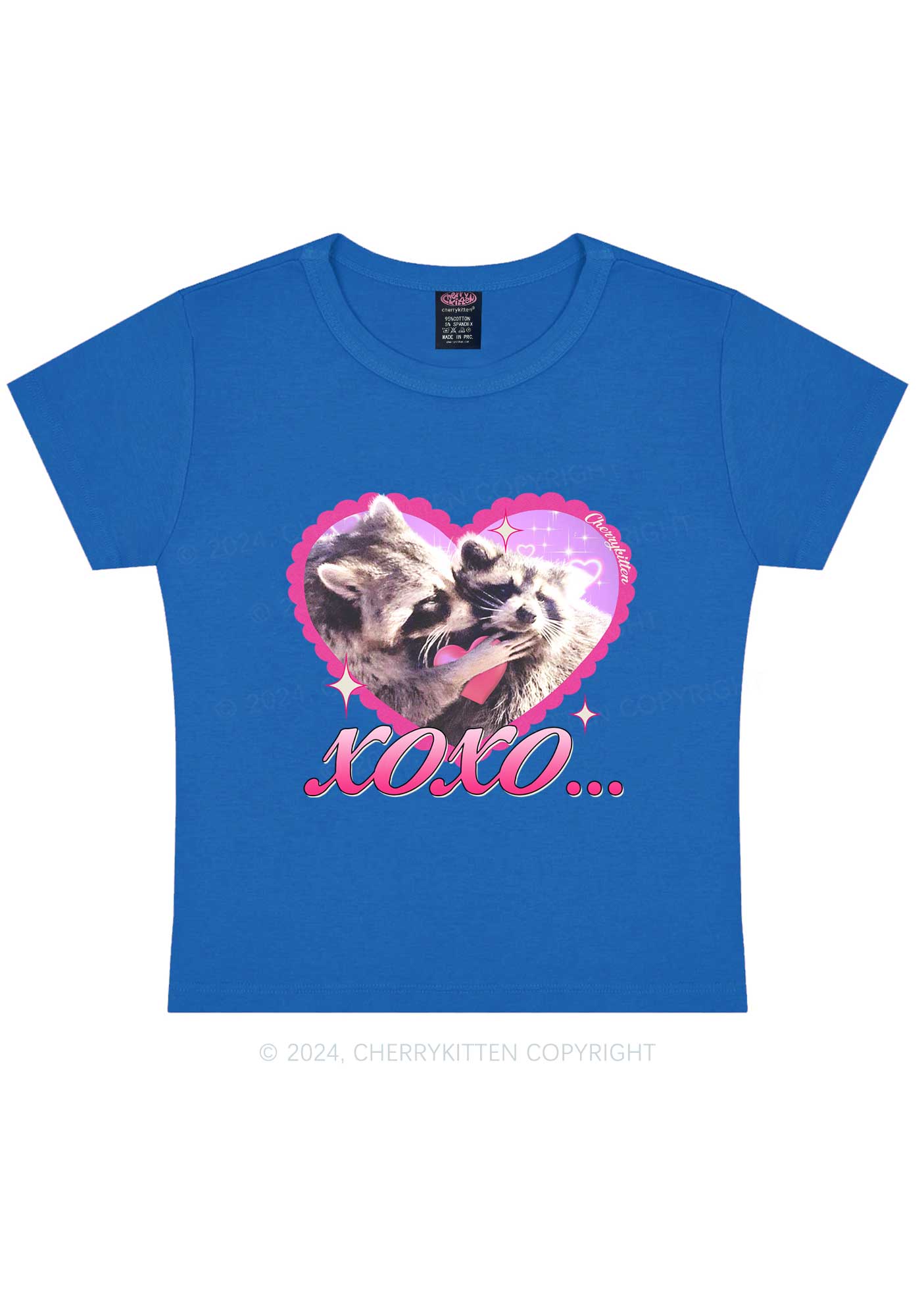Two Raccoons XOXO Y2K Valentine's Day Baby Tee Cherrykitten