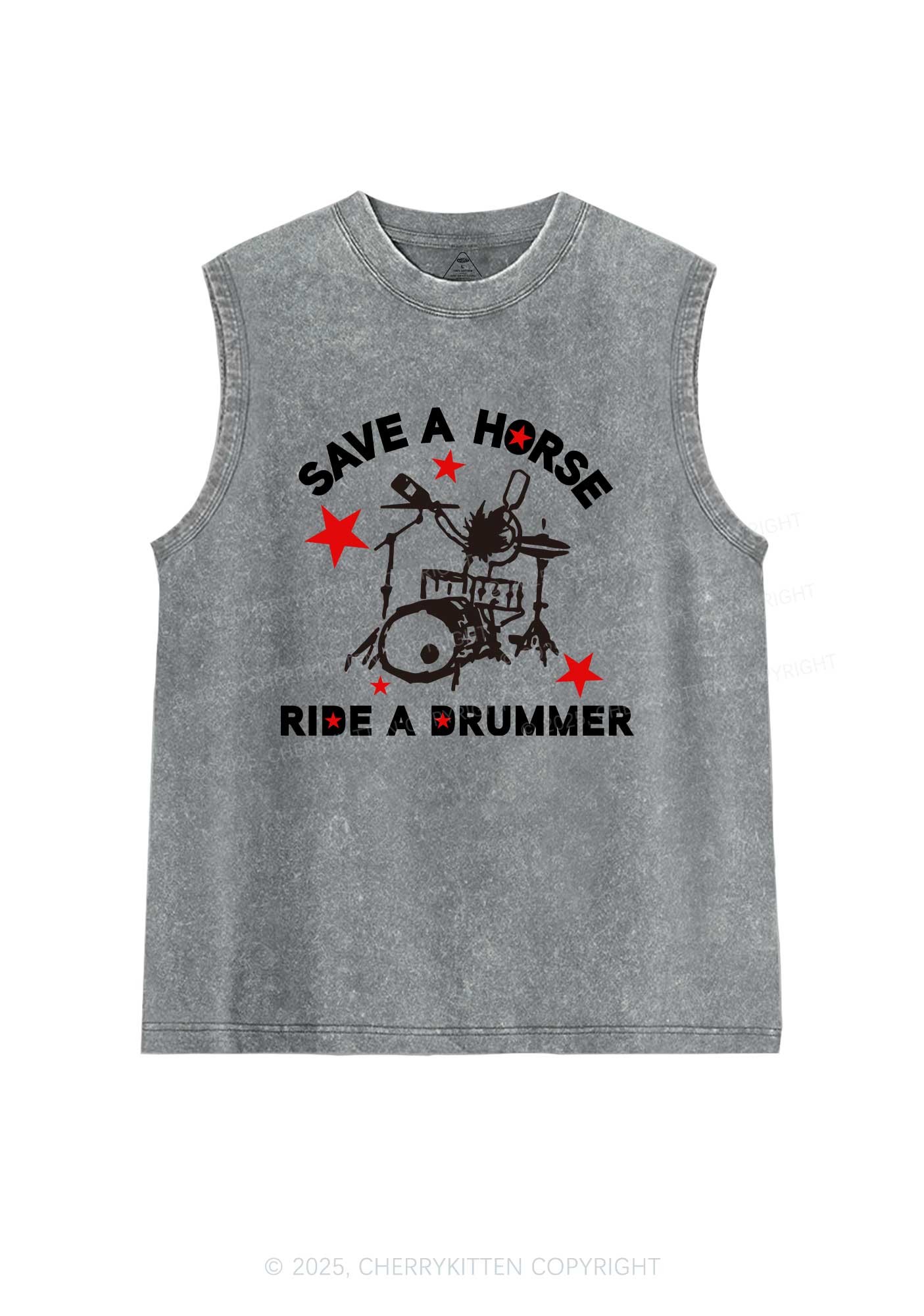 Save Horse Ride Drummer Y2K Washed Muscle Tank Cherrykitten