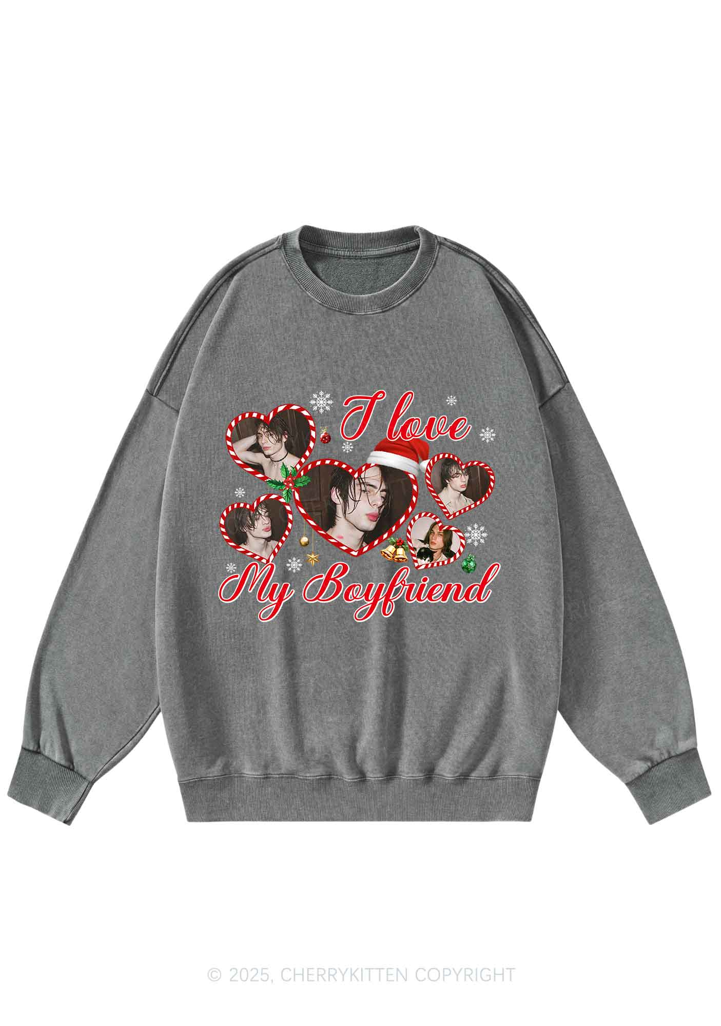 Custom Christmas I Love My GF Y2K Washed Sweatshirts Cherrykitten