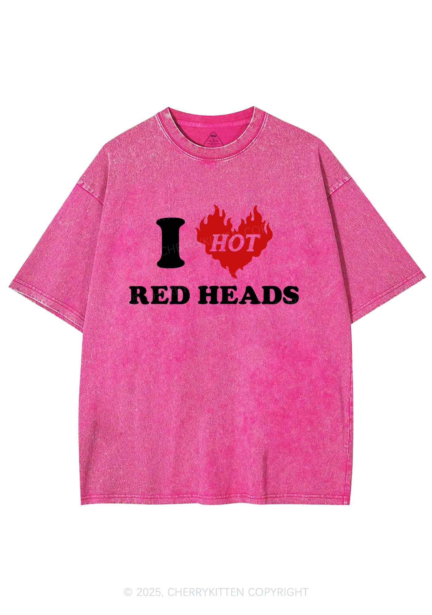 I Love Hot Red Heads Y2K Shirts Washed Tee Cherrykitten
