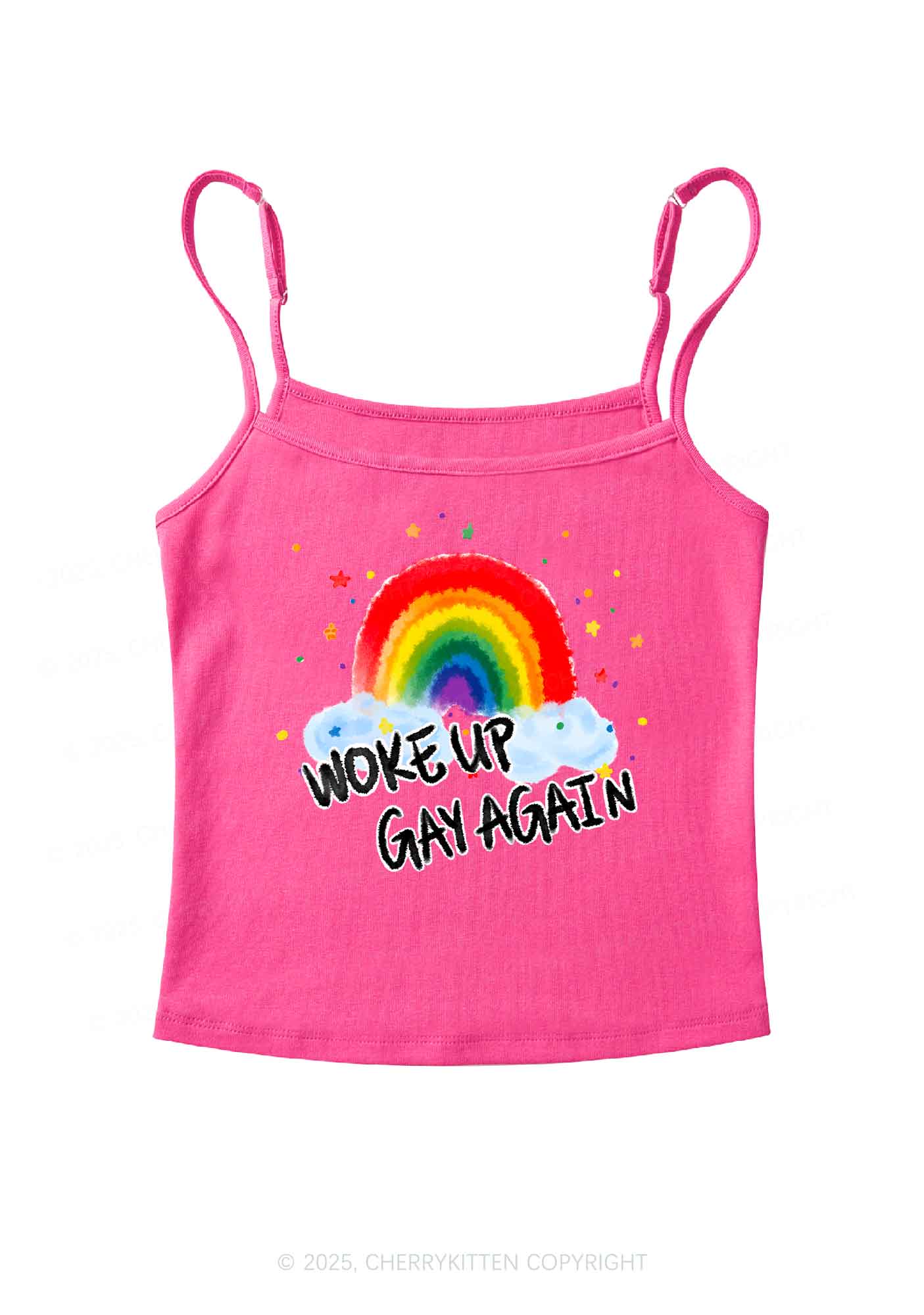 Woke Up Gay Again Y2K Spaghetti Strap Cami Cherrykitten