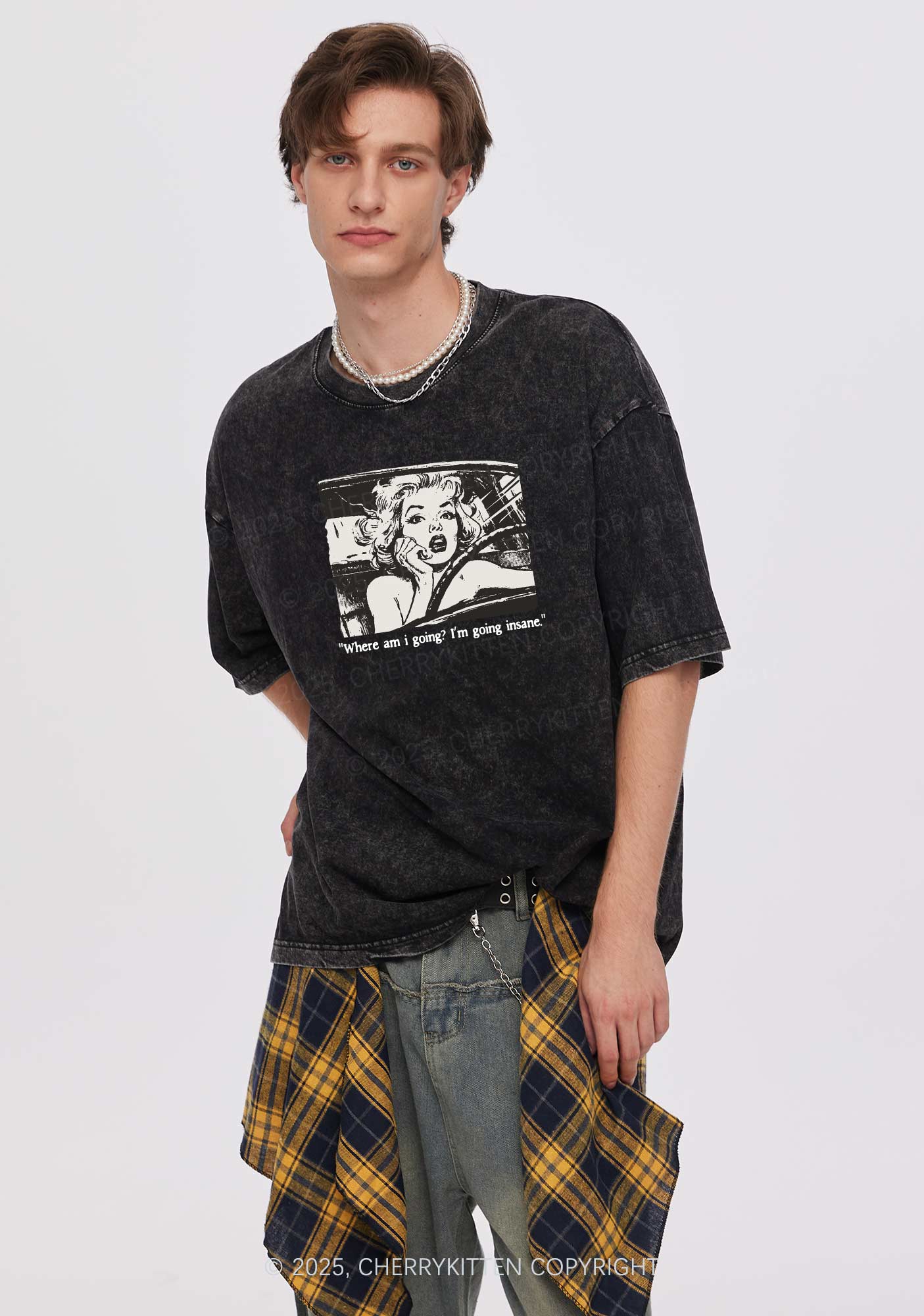 Woman Going Insane Y2K Shirts Washed Tee Cherrykitten