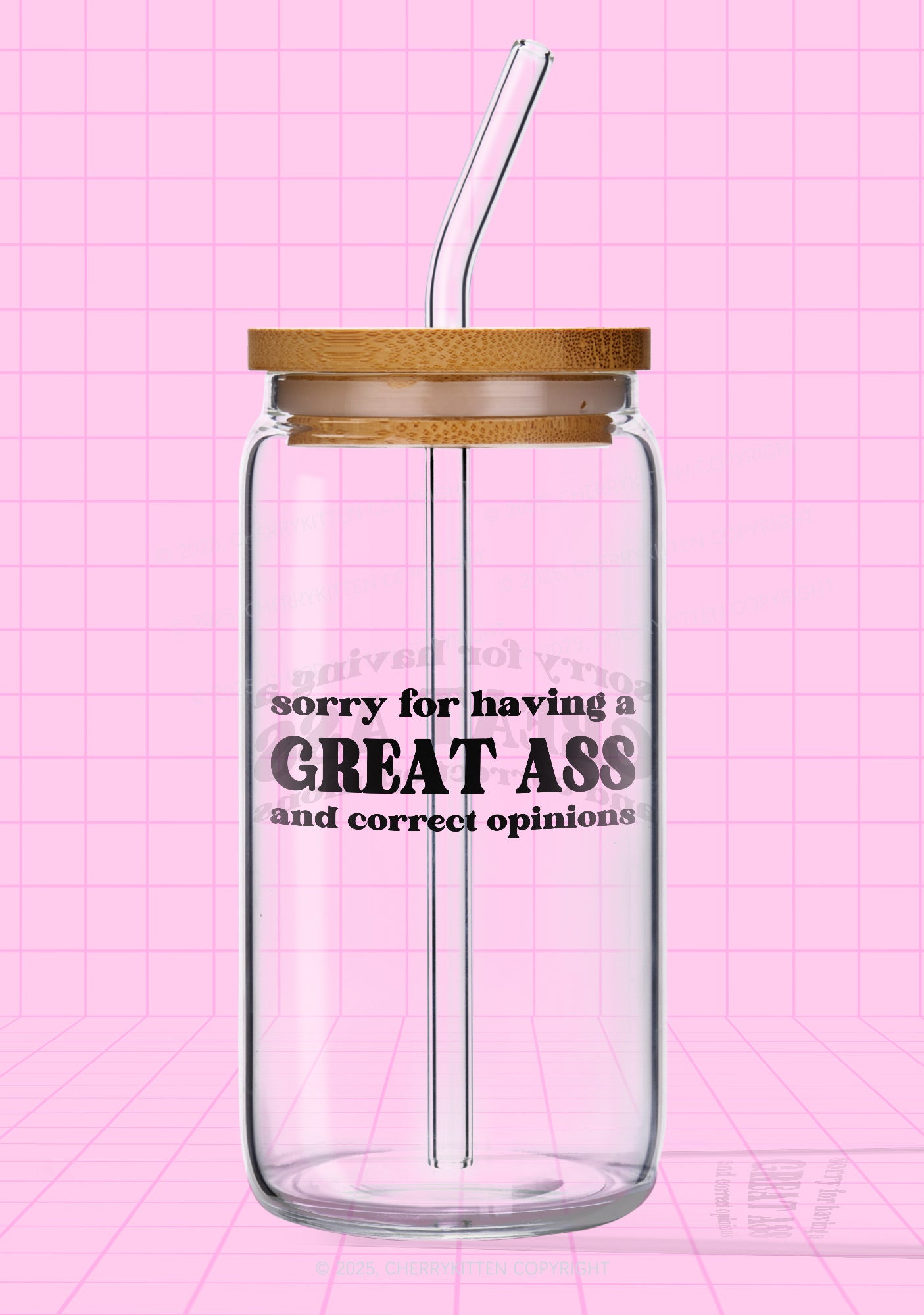 Sorry For Having Great Axx Y2K Printed Glass Cup Cherrykitten