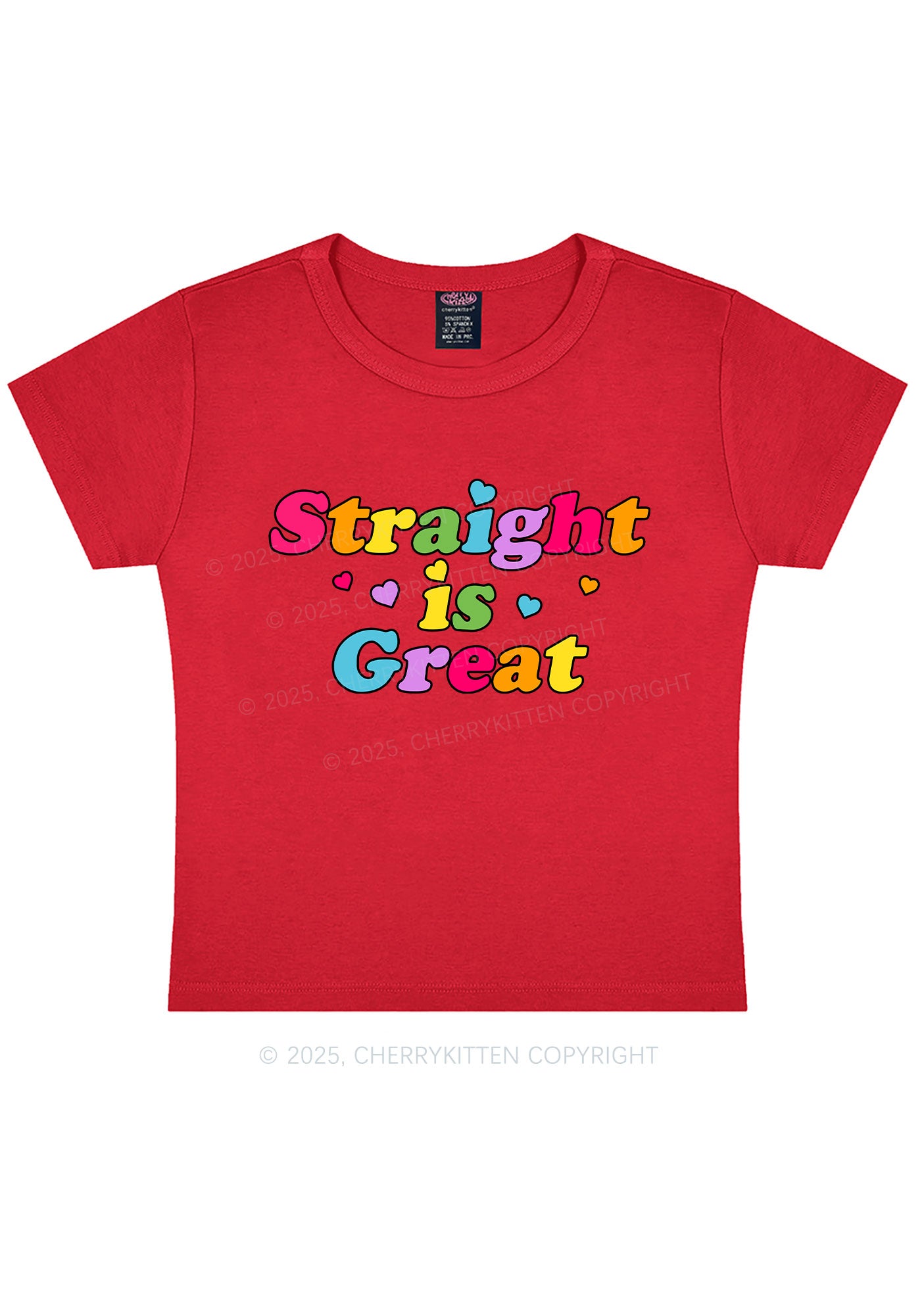 Straight Is Great Pride Y2K Baby Tee Cherrykitten