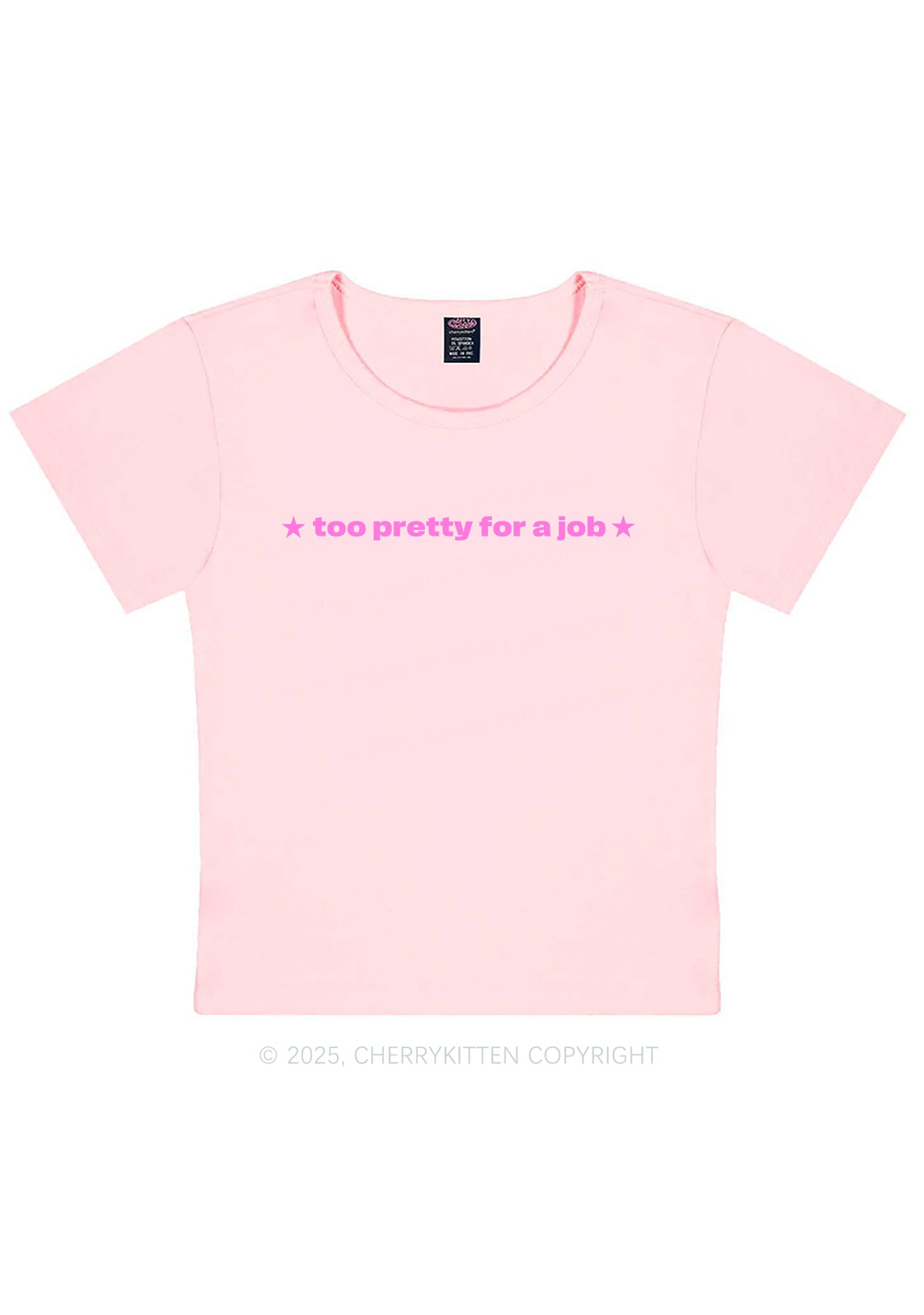 Too Pretty For Job Y2K Baby Tee Cherrykitten