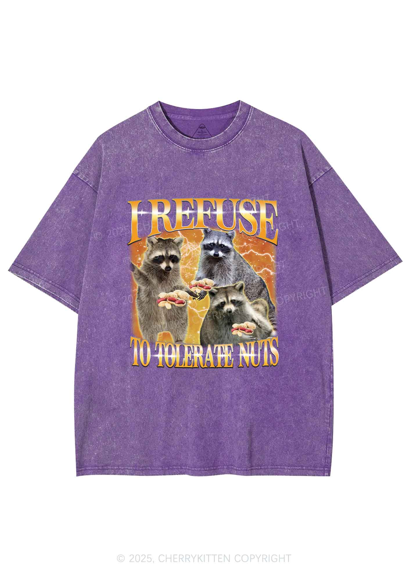 Retro Raccoon Nuts Y2K Shirts Washed Tee Cherrykitten
