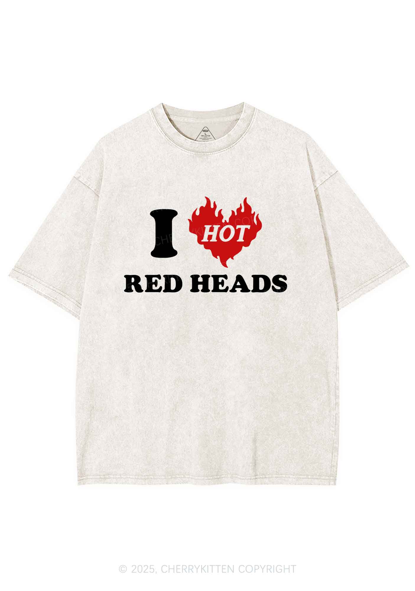 I Love Hot Red Heads Y2K Shirts Washed Tee Cherrykitten