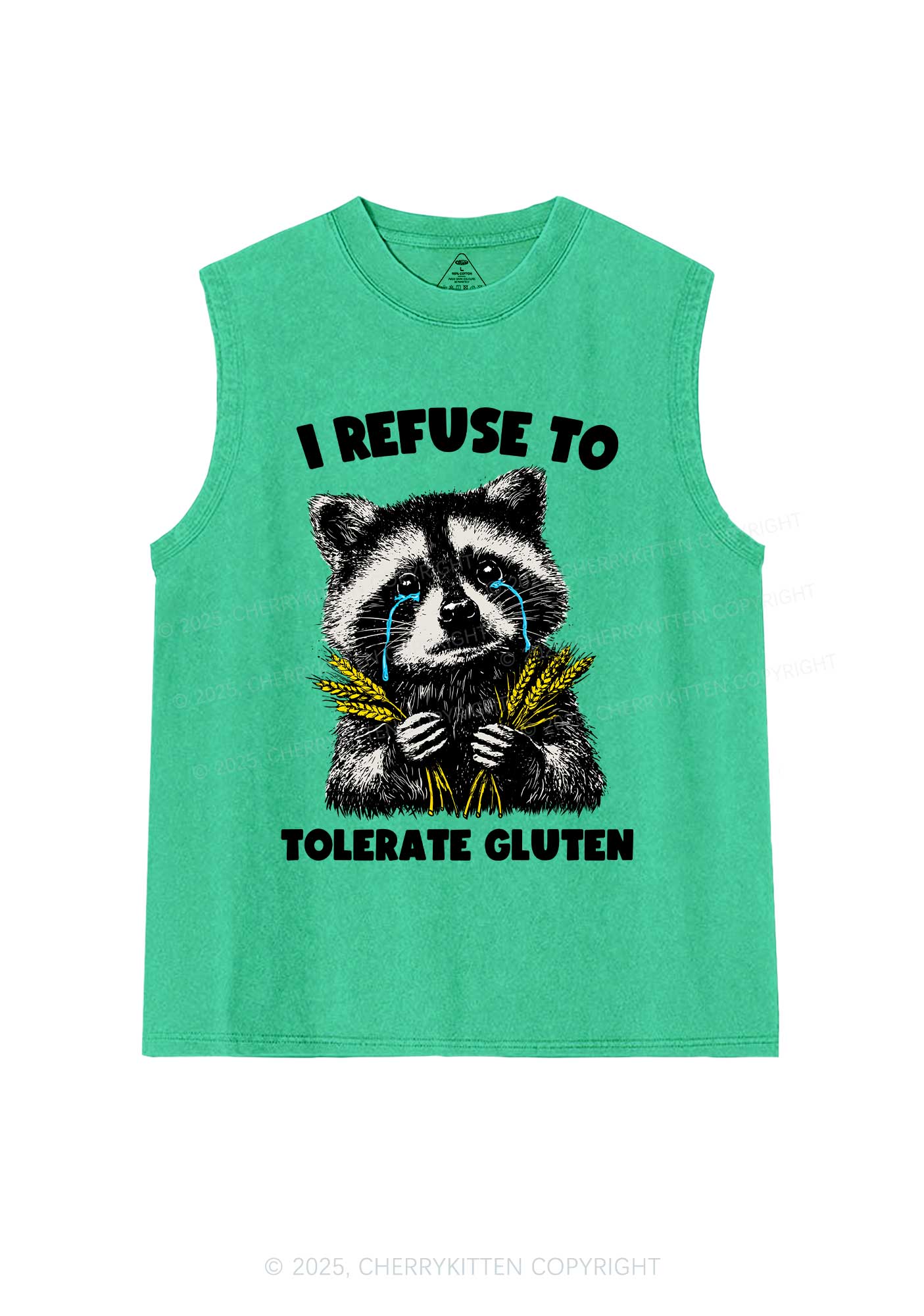 Refuse To Tolerate Gluten Y2K Washed Muscle Tank Cherrykitten