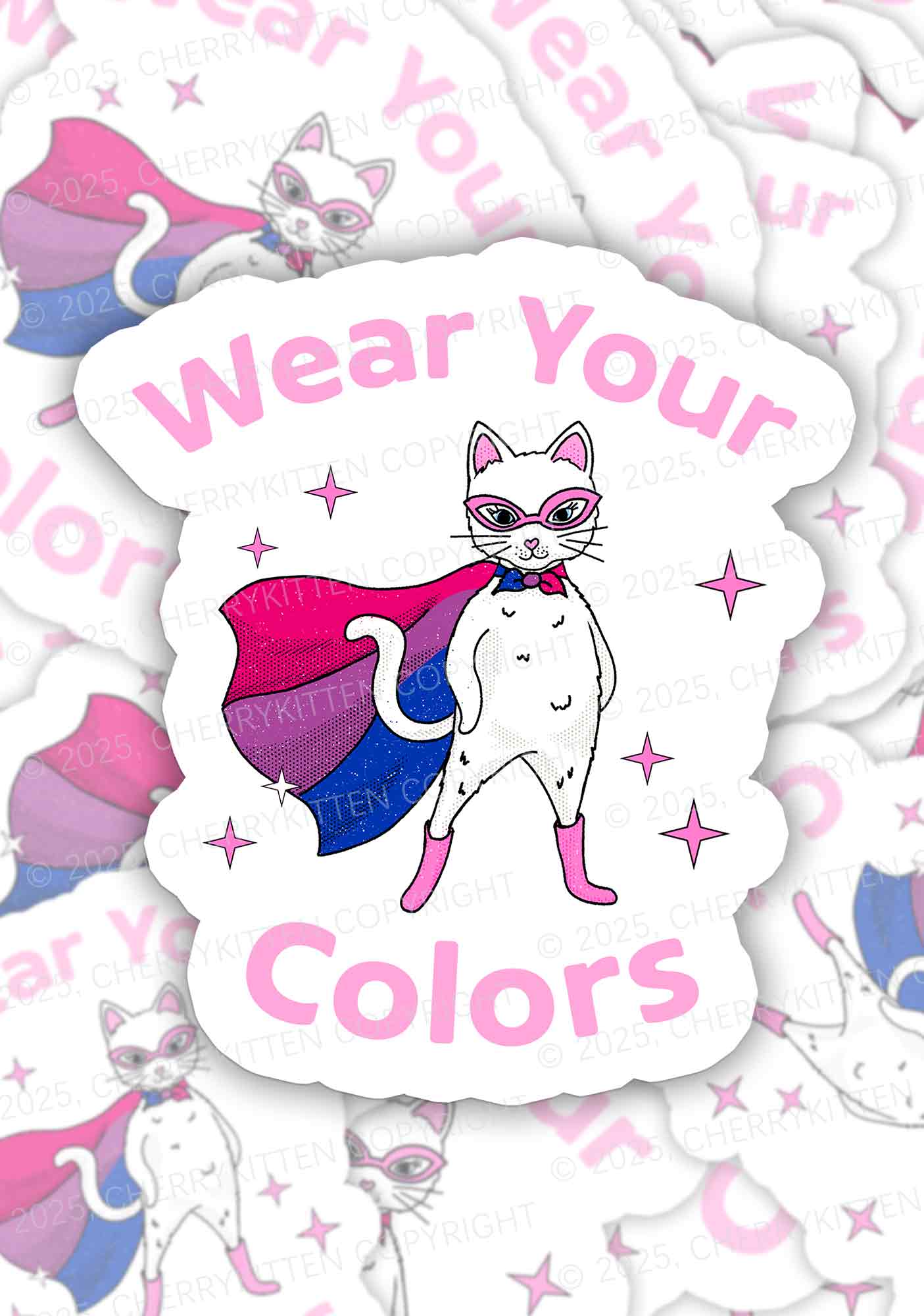 Bisexual Flag Cat Pride 1Pc Y2K Sticker Cherrykitten