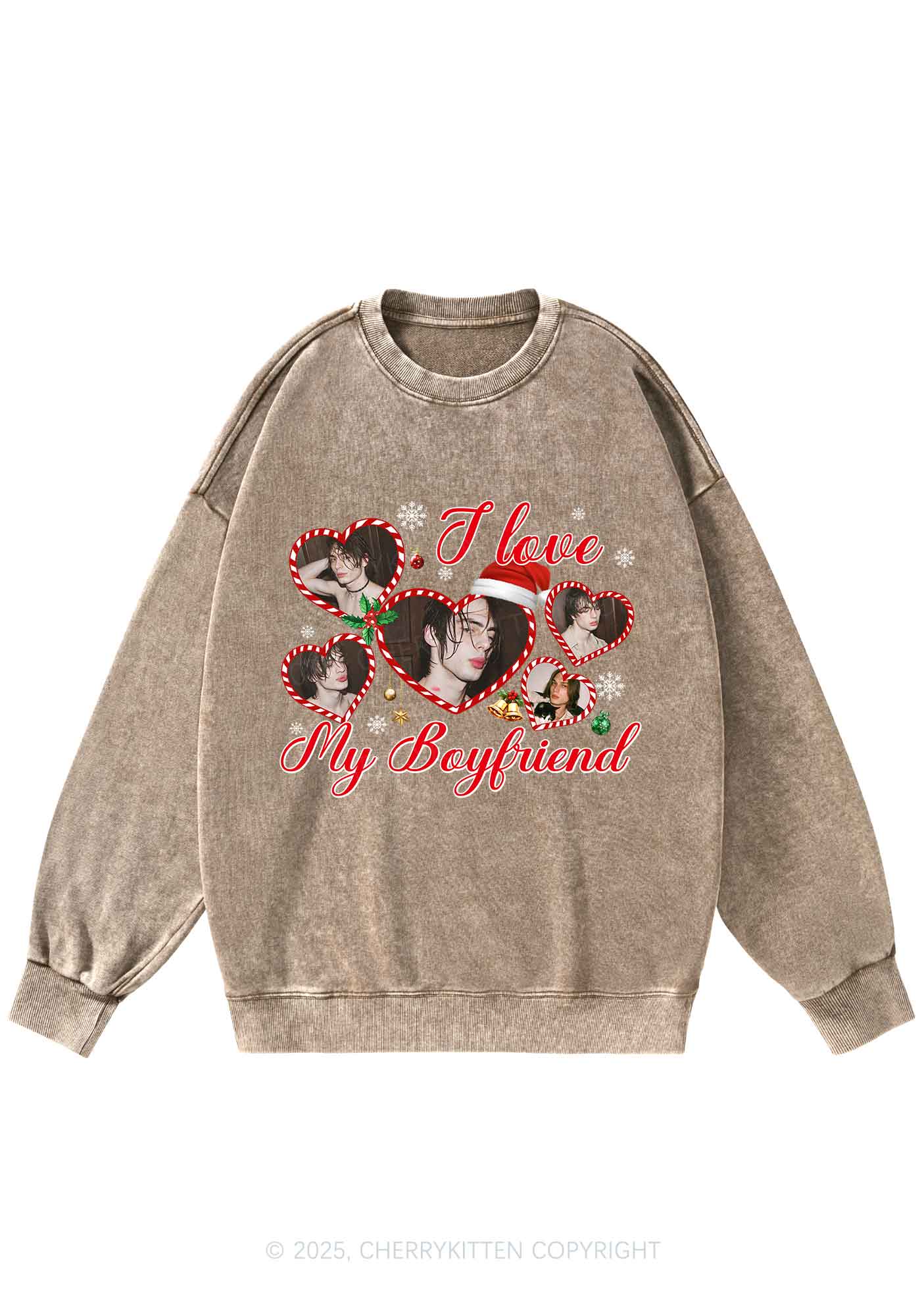 Custom Christmas I Love My GF Y2K Washed Sweatshirts Cherrykitten