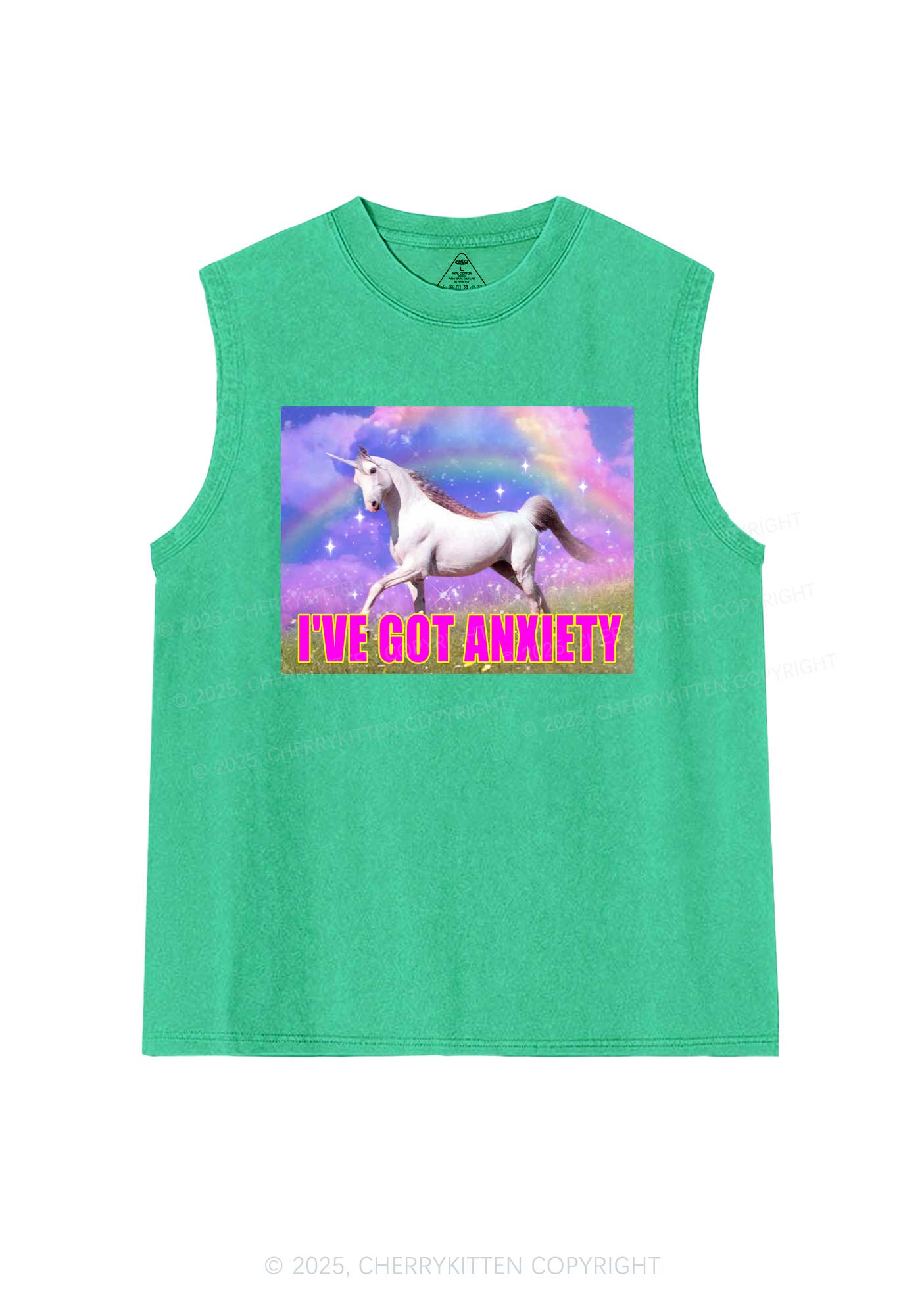 I've Got Anxiety Y2K Washed Muscle Tank Cherrykitten