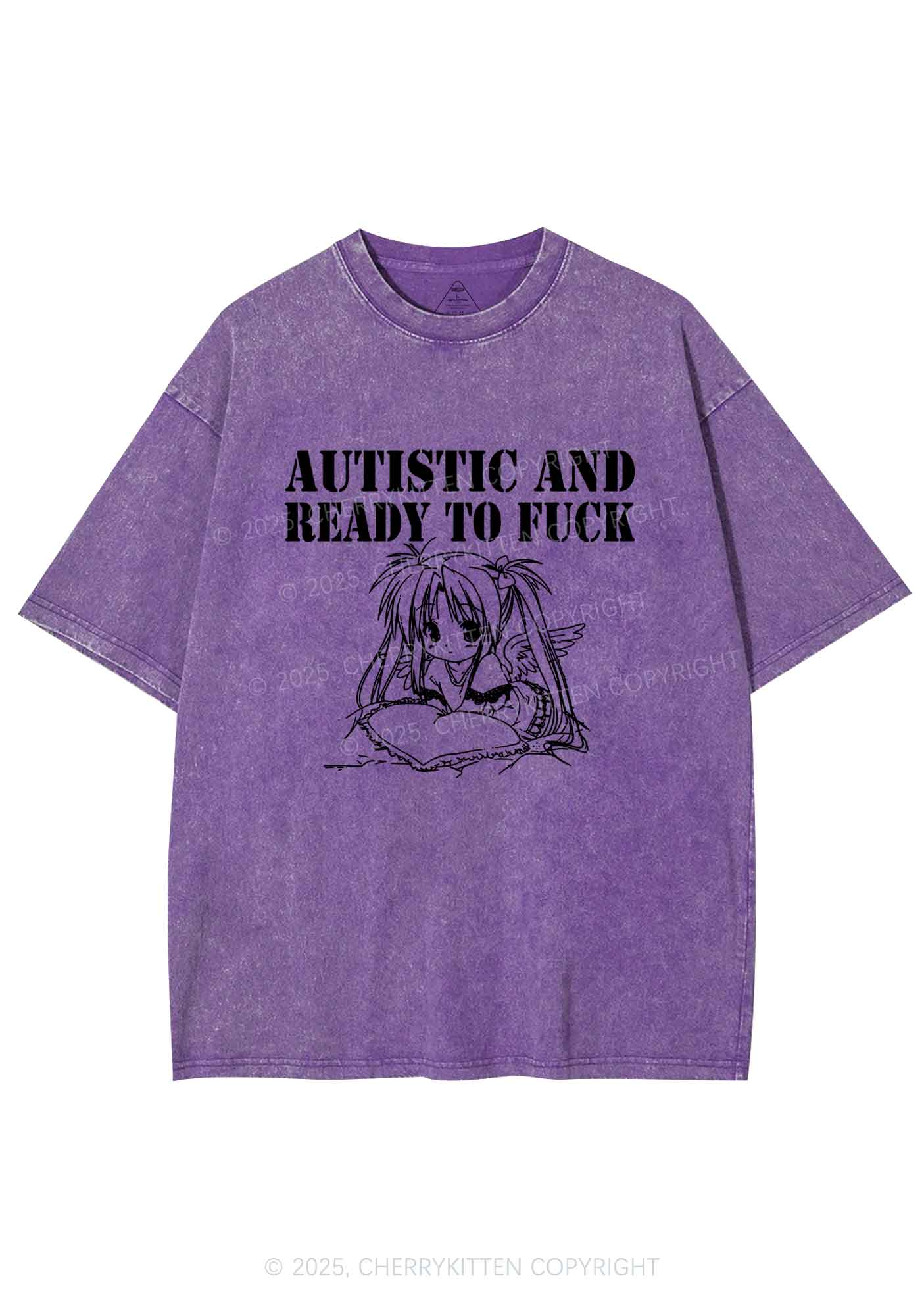 Autistic Ready To Fxxk Y2K Shirts Washed Tee Cherrykitten