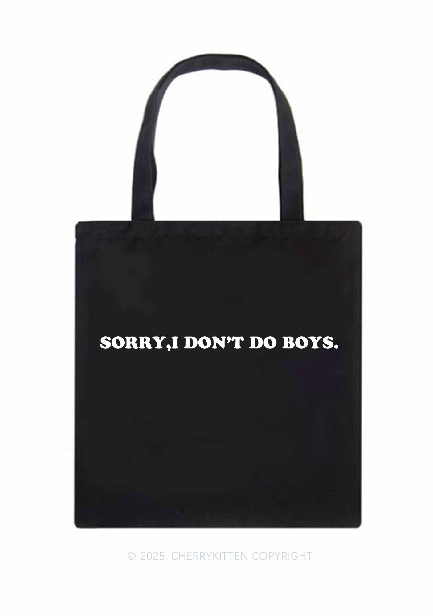 Sorry I Dont Do Boys Pride Y2K Canvas Tote Bag Cherrykitten