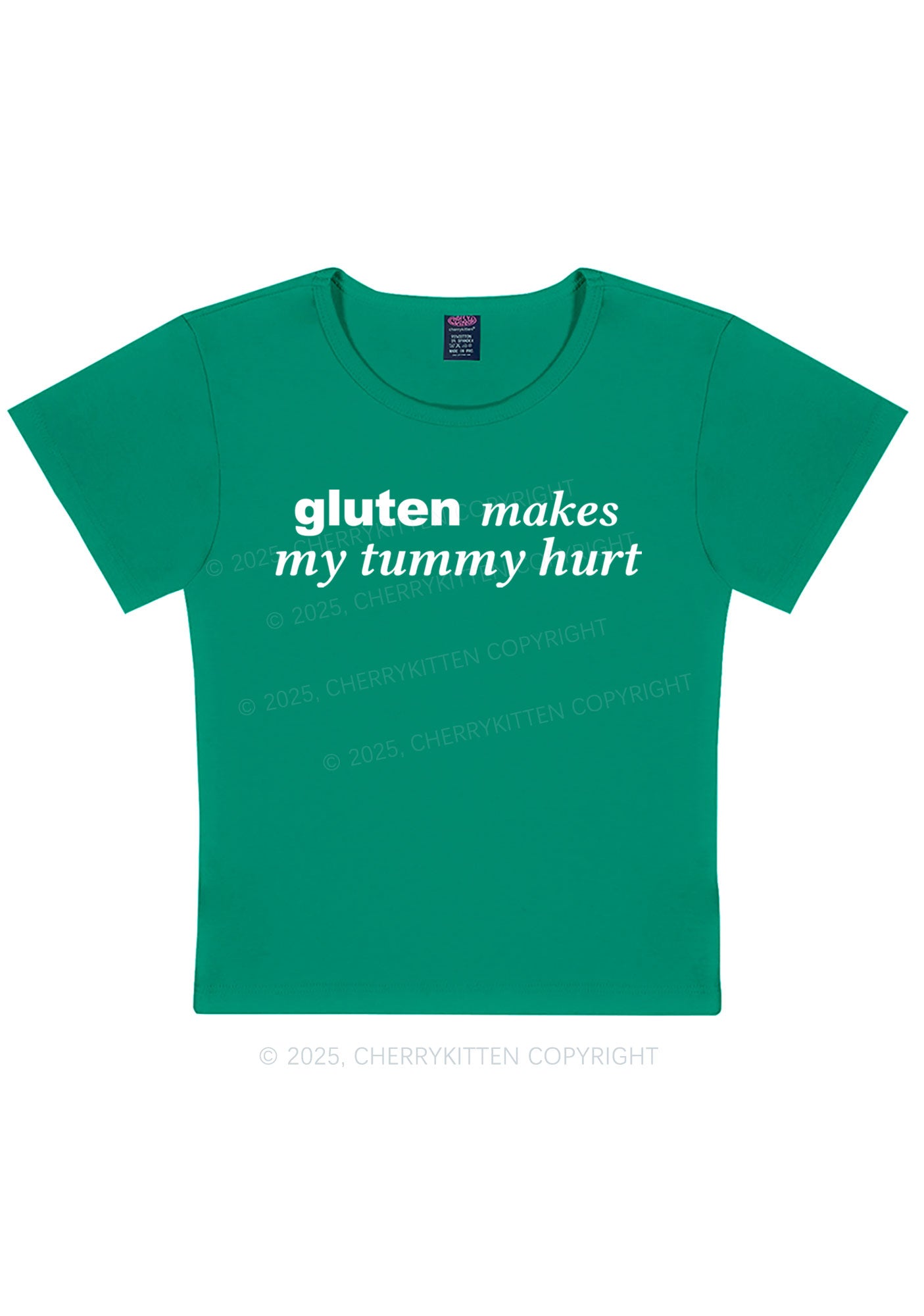 Gluten Makes Tummy Hurt Y2K Baby Tee Cherrykitten