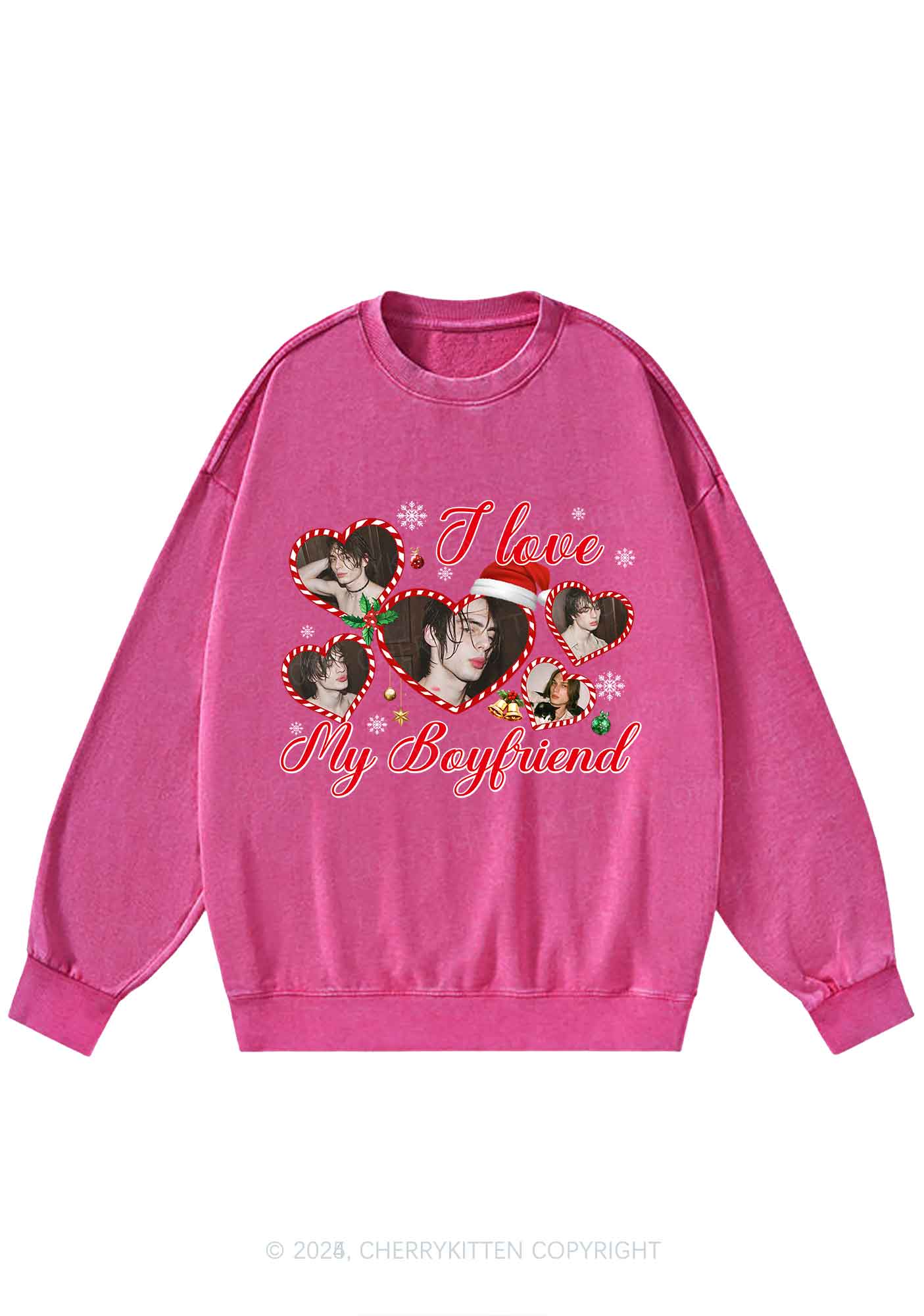 Custom Christmas I Love My GF Y2K Washed Sweatshirts Cherrykitten