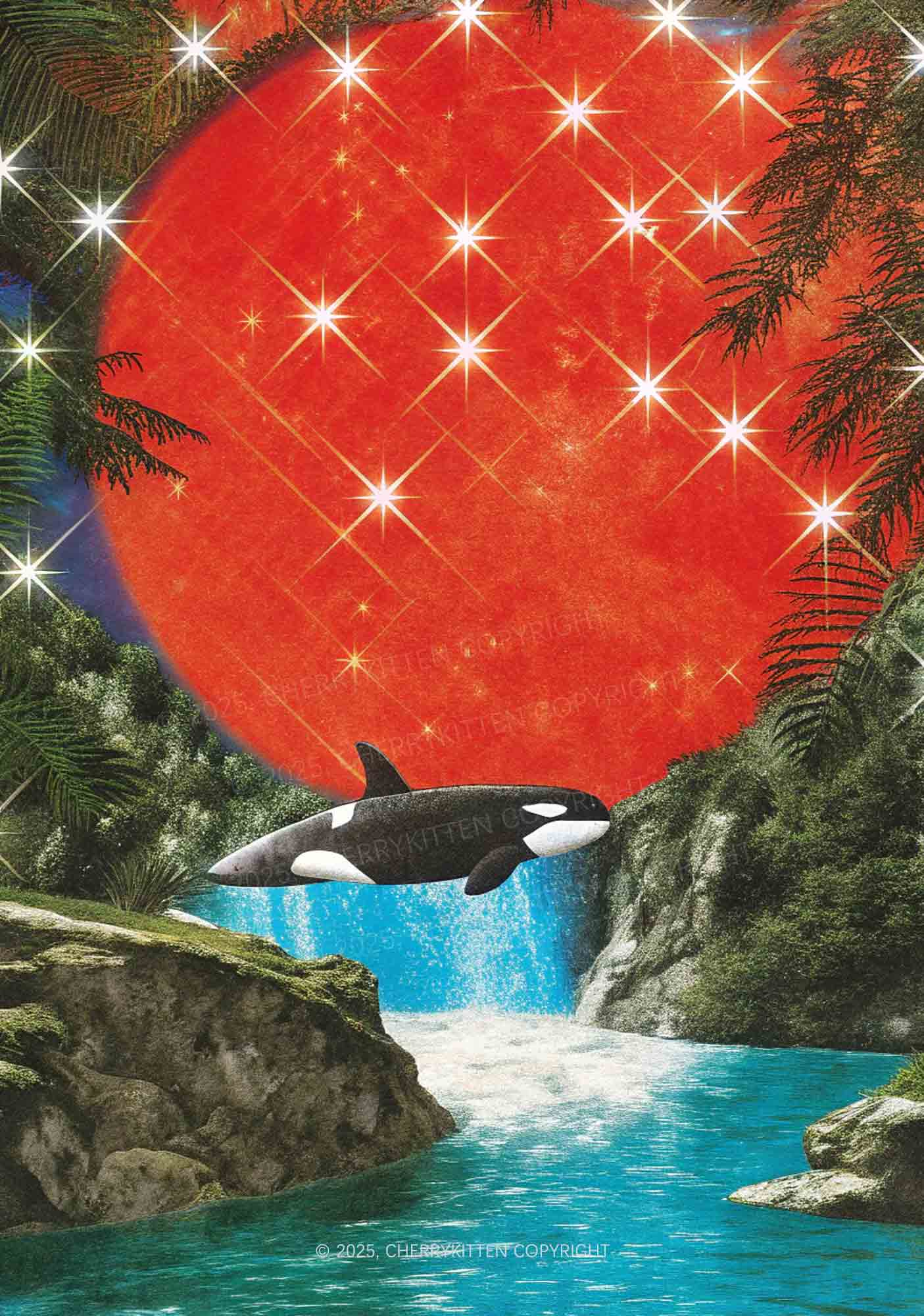Jungle Orca Y2K Print Cami Crop Top Cherrykitten