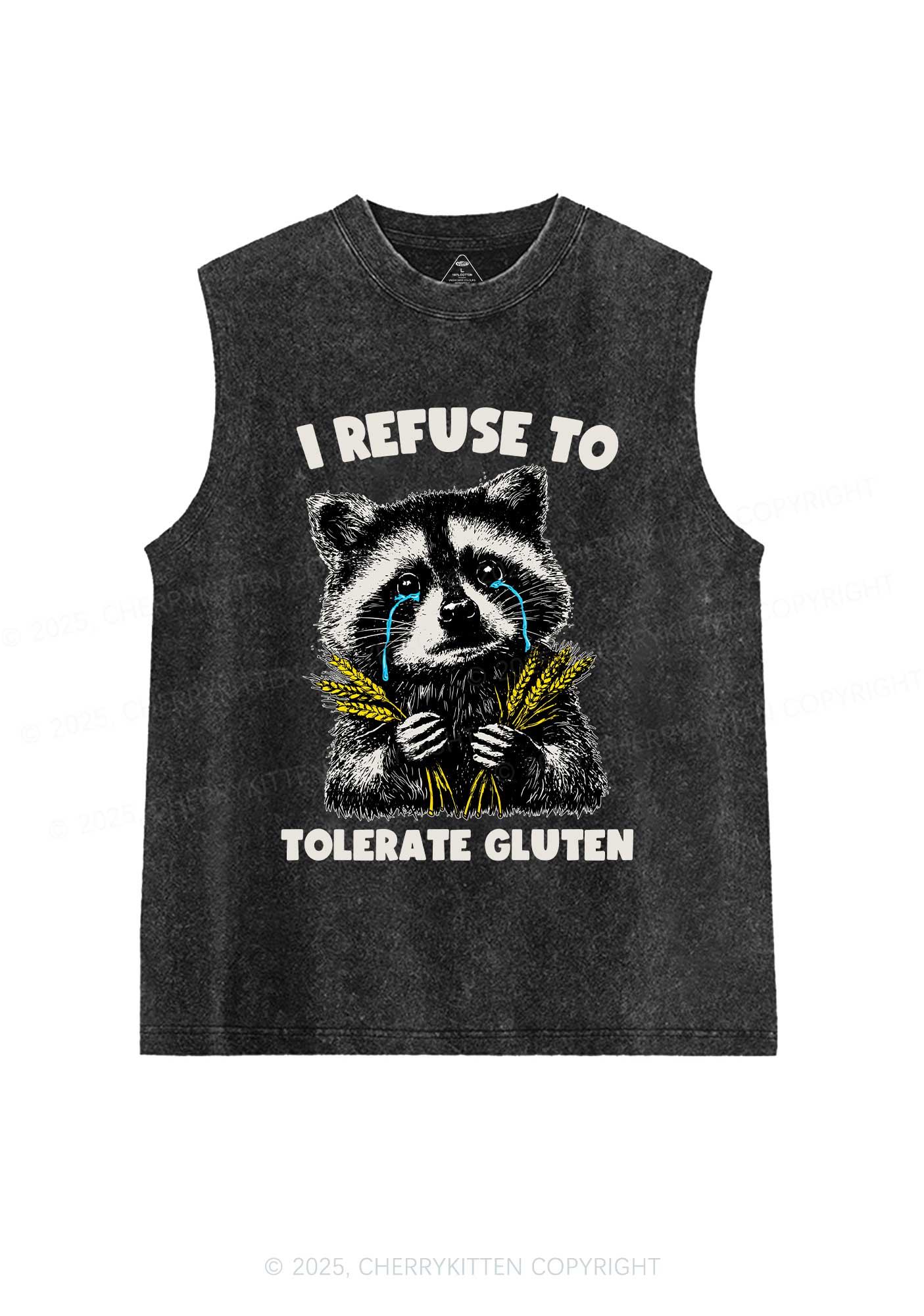 Refuse To Tolerate Gluten Y2K Washed Muscle Tank Cherrykitten