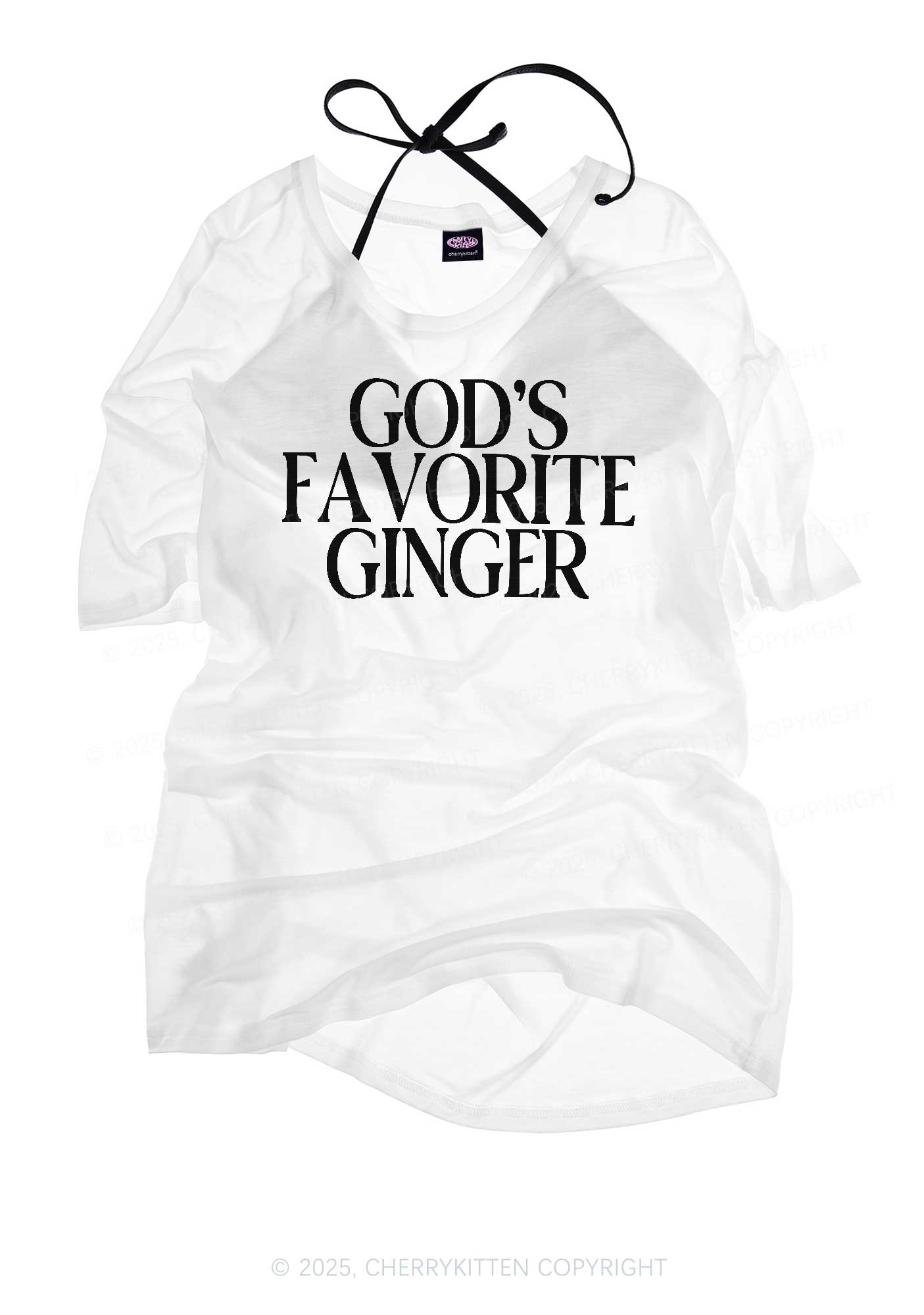 Gods Favorite Ginger Y2K Sheer Boyfriend Tee Cherrykitten