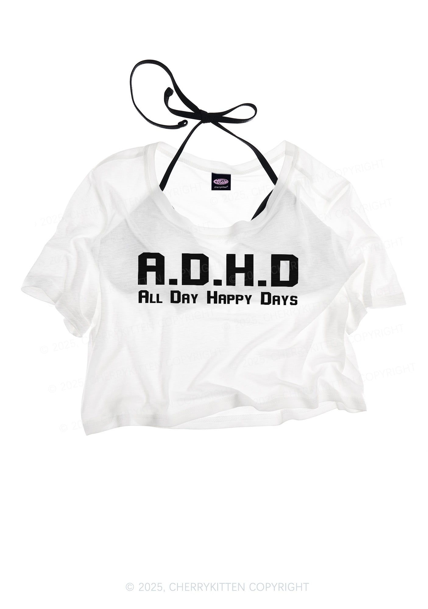 All Day Happy Days Y2K Sheer Crop Tee Cherrykitten