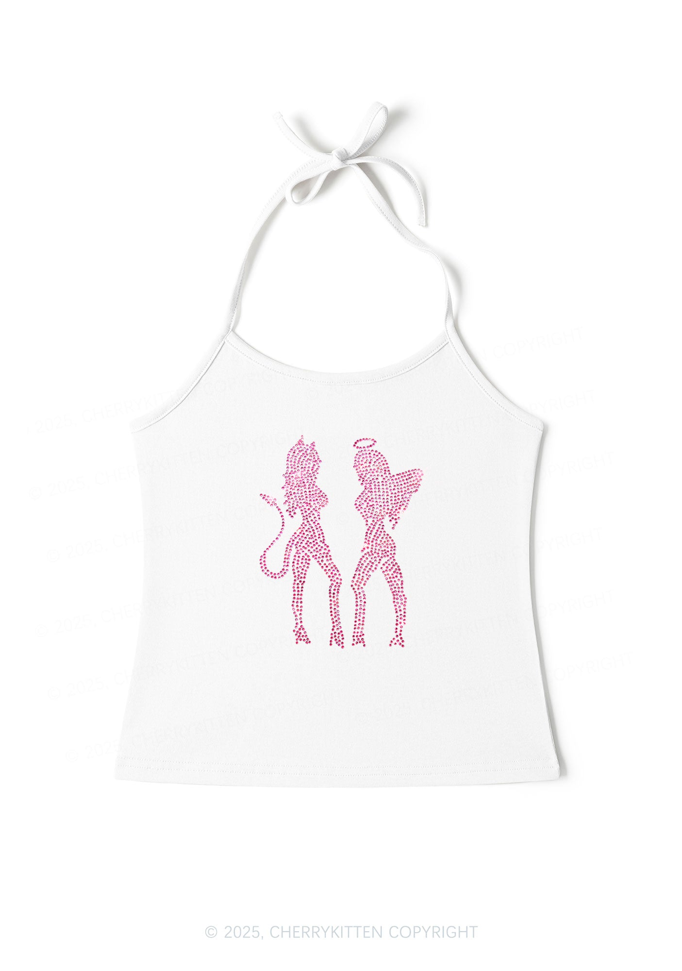Rhinestone Dancing Girls Y2K Halter Neck Cami Cherrykitten