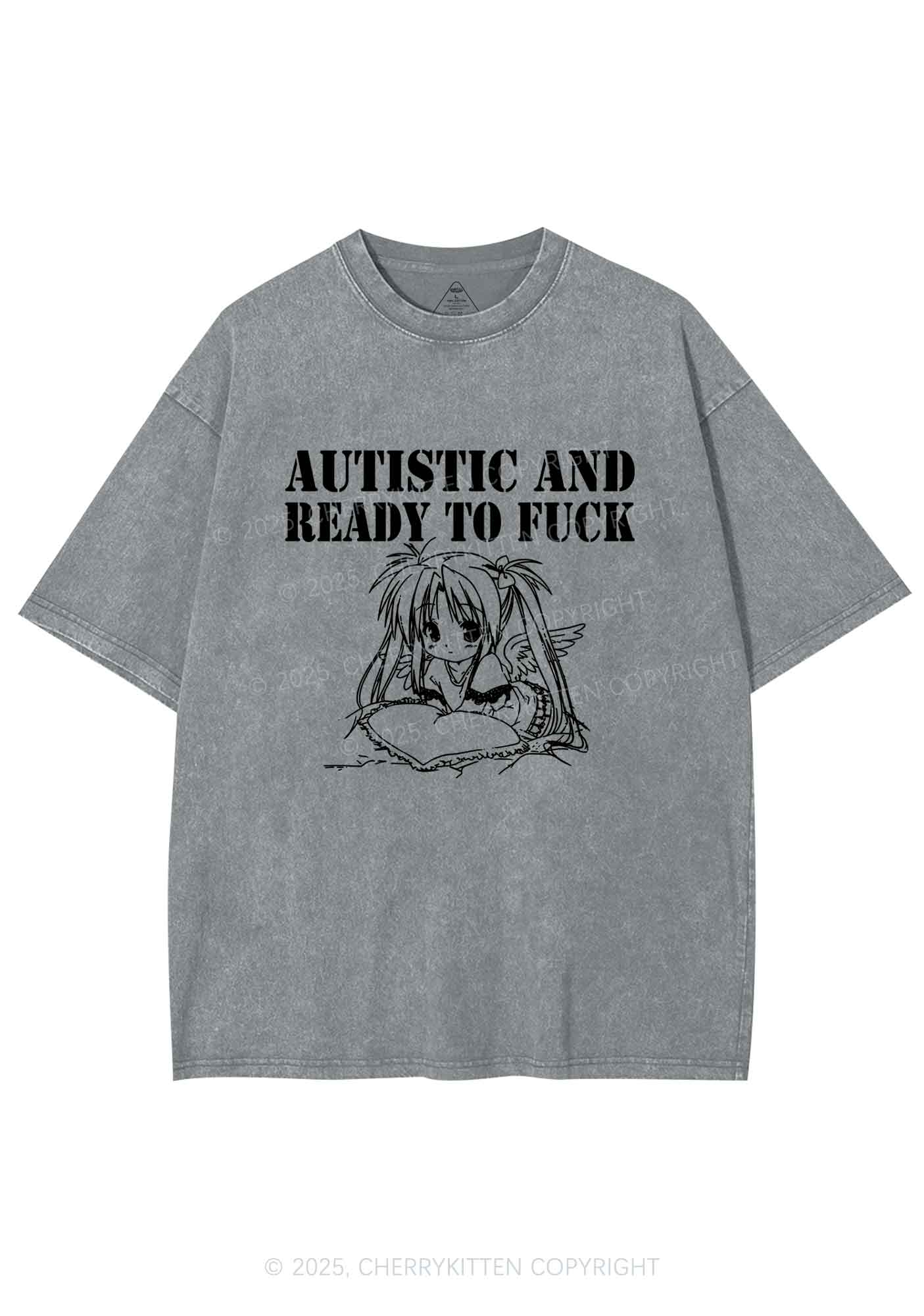 Autistic Ready To Fxxk Y2K Shirts Washed Tee Cherrykitten