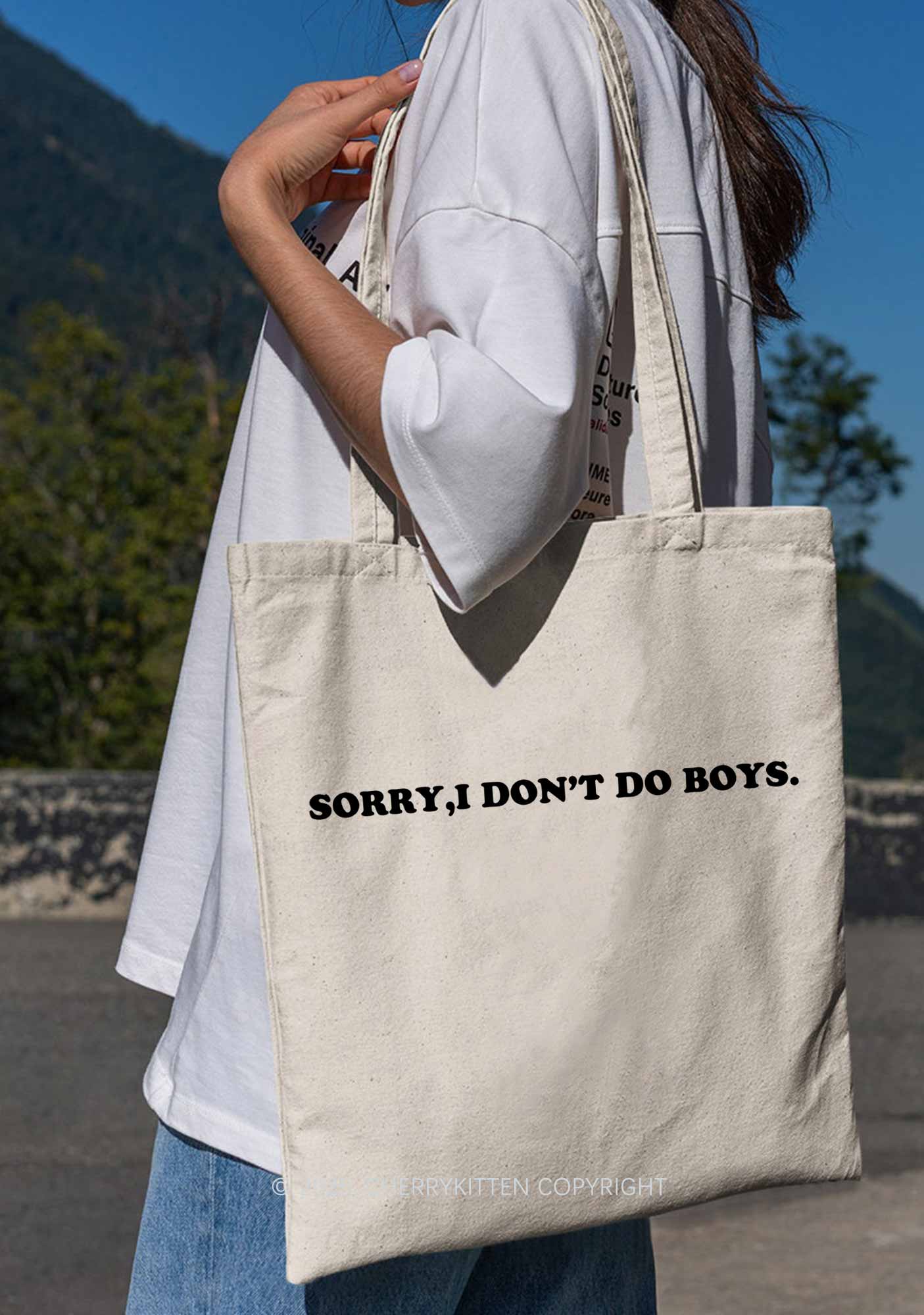 Sorry I Dont Do Boys Pride Y2K Canvas Tote Bag Cherrykitten