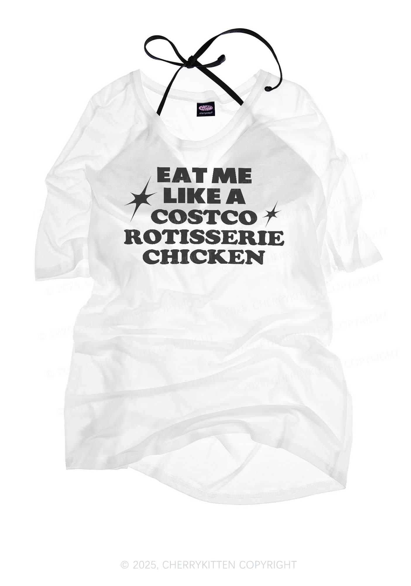 Eat Me Like Chicken Y2K Sheer Boyfriend Tee Cherrykitten