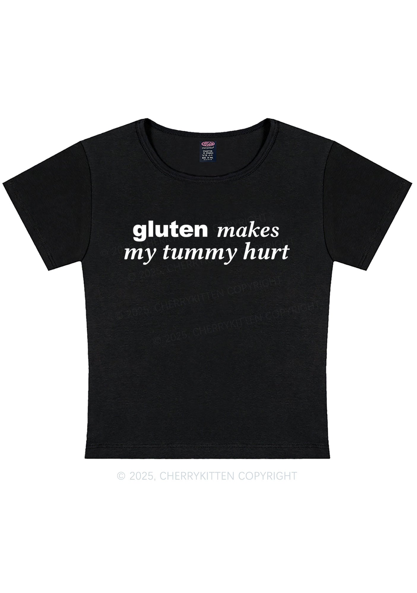 Gluten Makes Tummy Hurt Y2K Baby Tee Cherrykitten