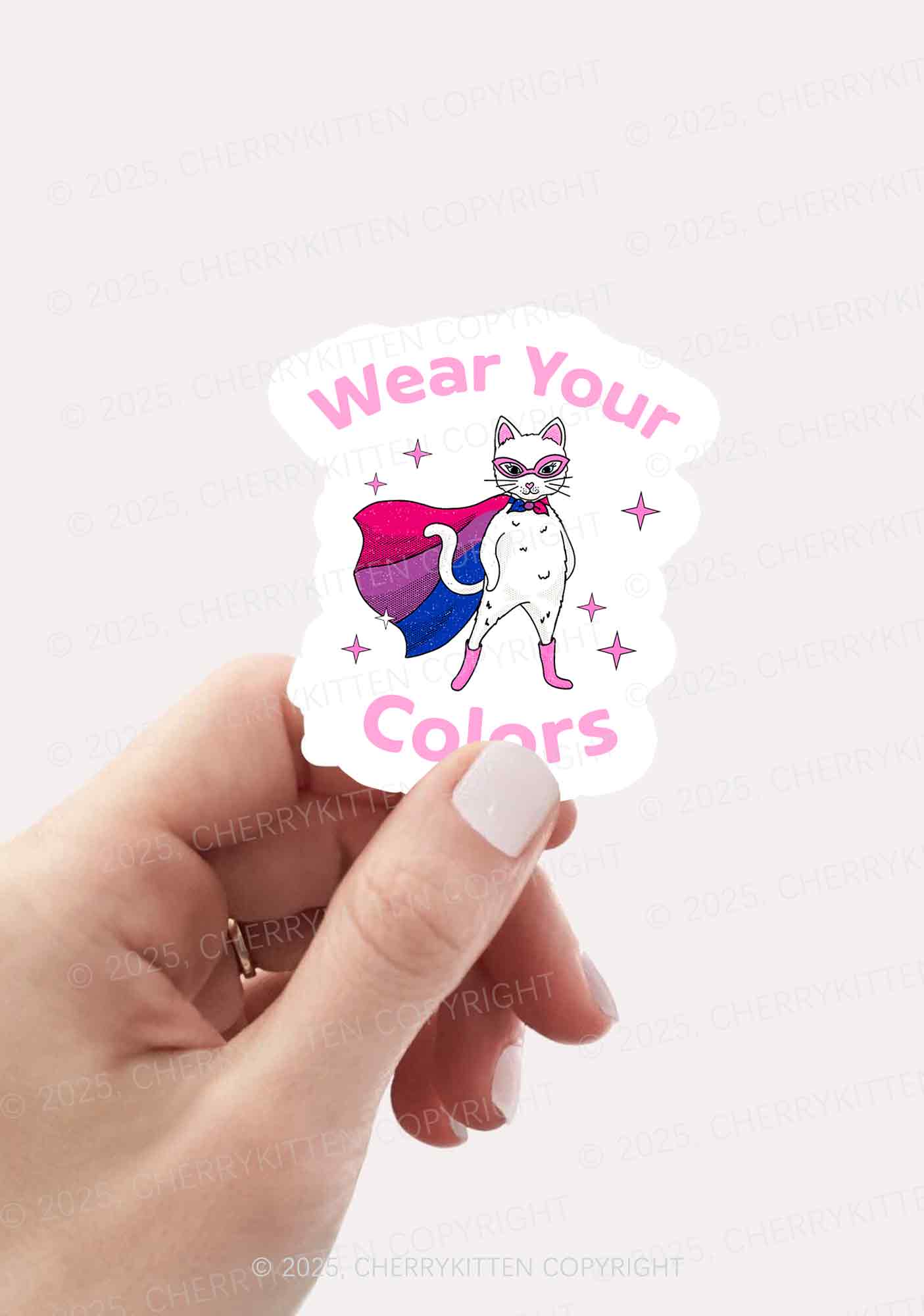Bisexual Flag Cat Pride 1Pc Y2K Sticker Cherrykitten
