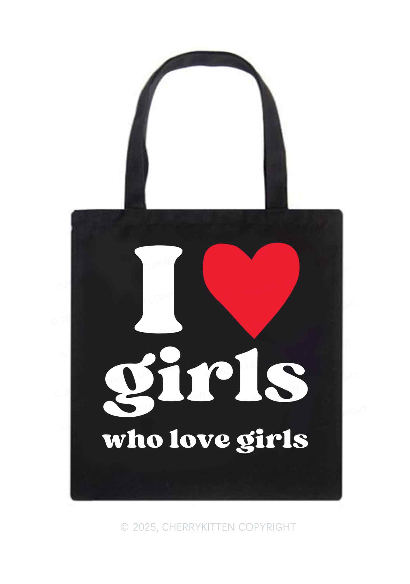 Girls Love Girls Pride Y2K Canvas Tote Bag Cherrykitten