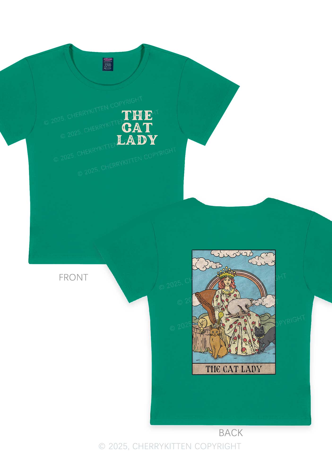 The Cat Lady Two Sides Y2K Baby Tee Cherrykitten