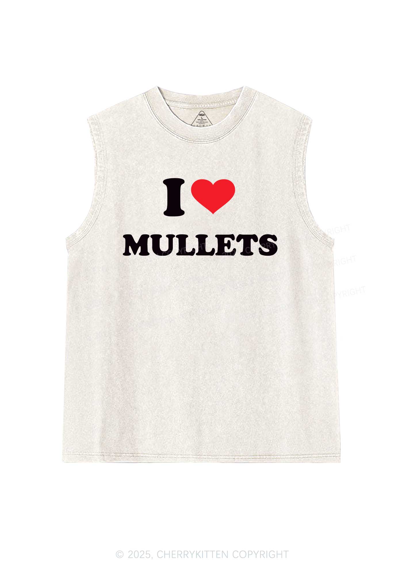 I Love Mullets Y2K Washed Muscle Tank Cherrykitten