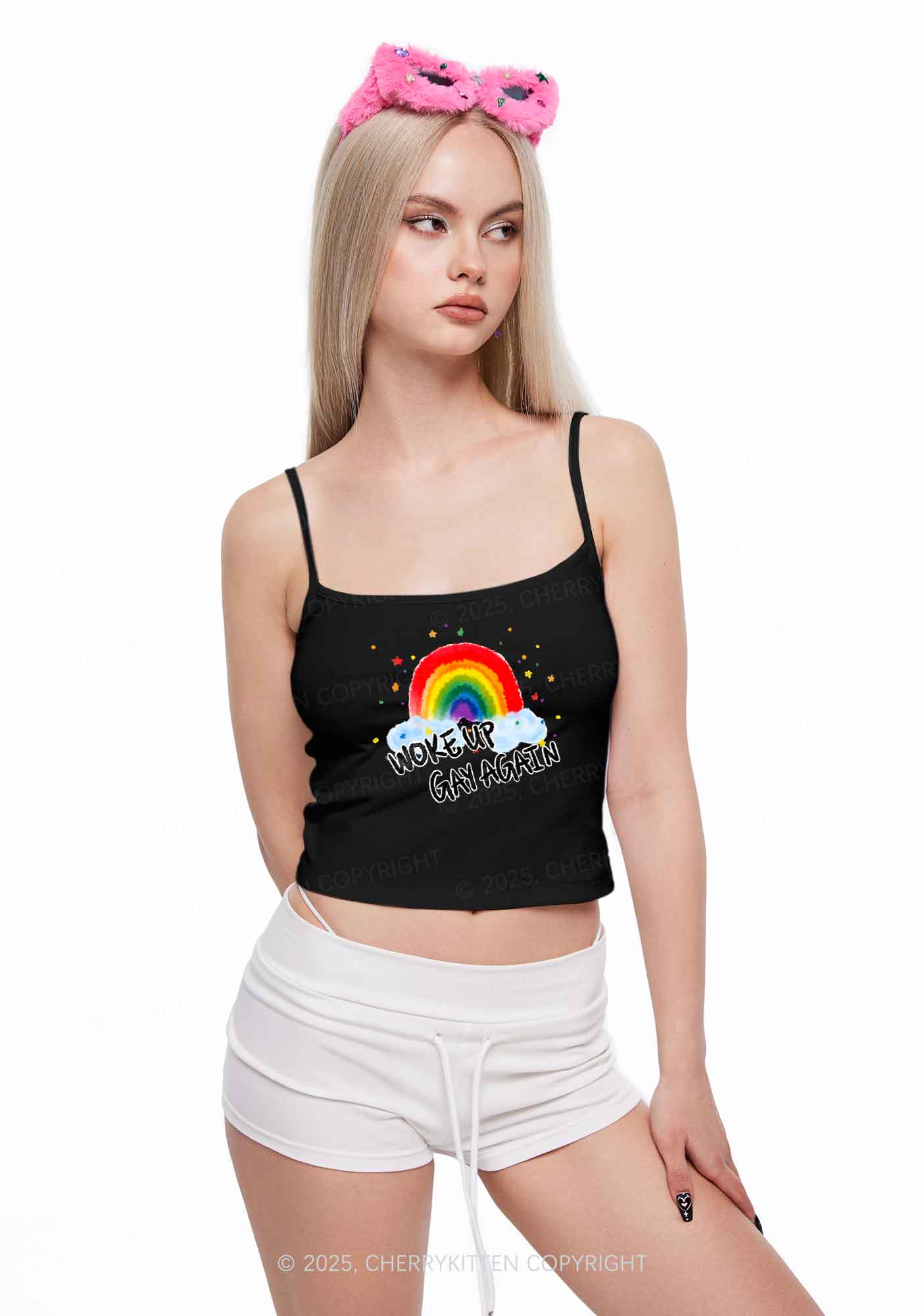 Woke Up Gay Again Y2K Spaghetti Strap Cami Cherrykitten