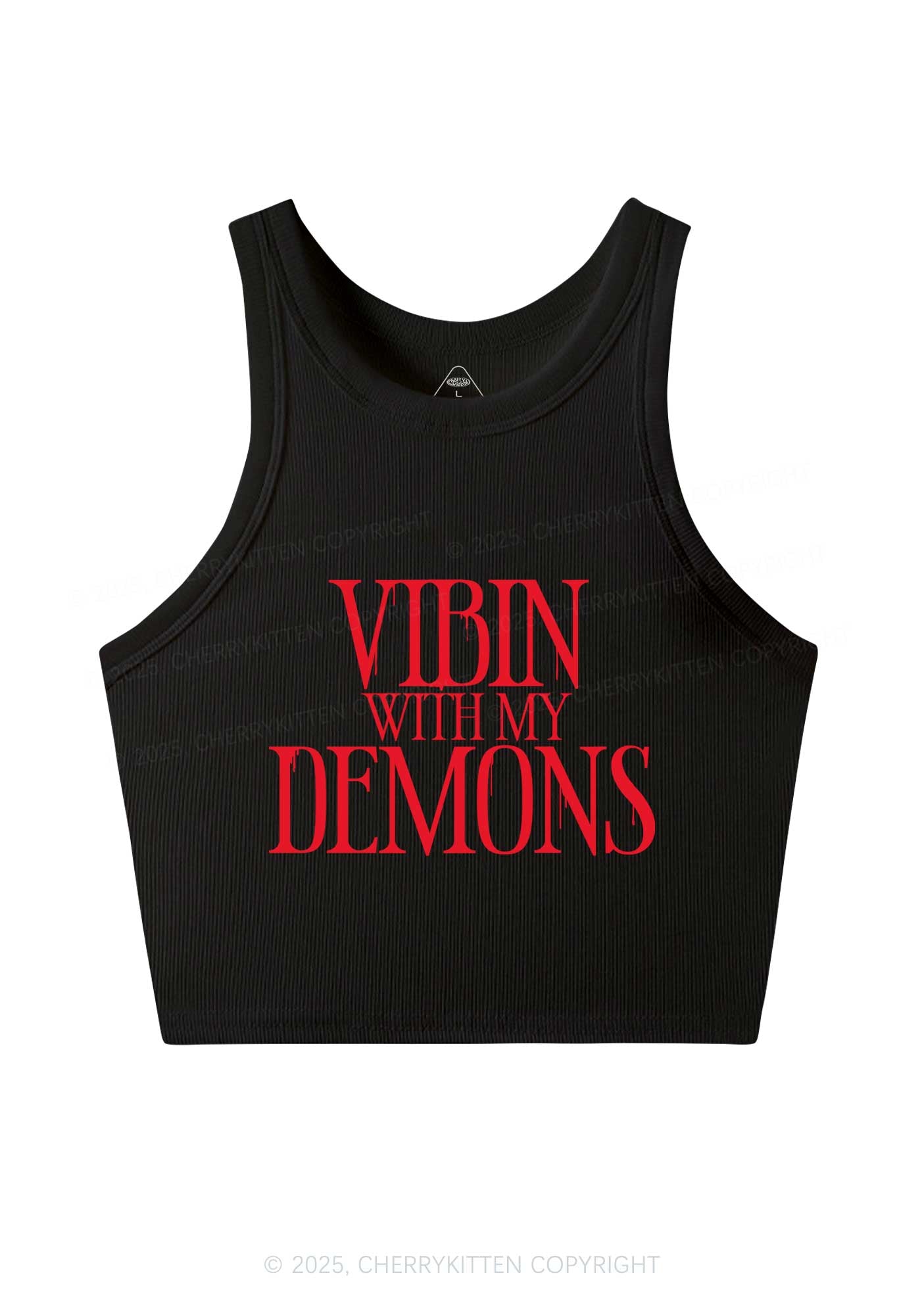 Halloween Vibin With My Demons Y2K Crop Tank Top Cherrykitten