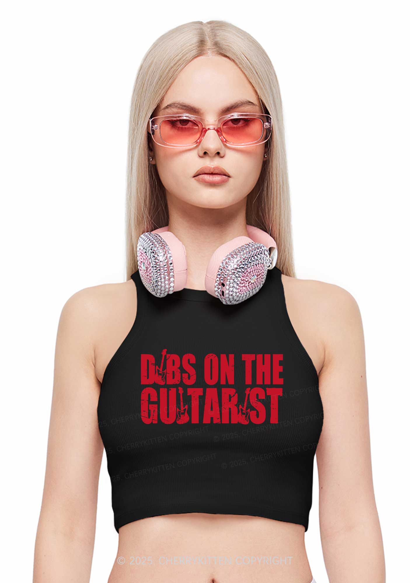 Dibs On The Guitarist Y2K Crop Tank Top Cherrykitten
