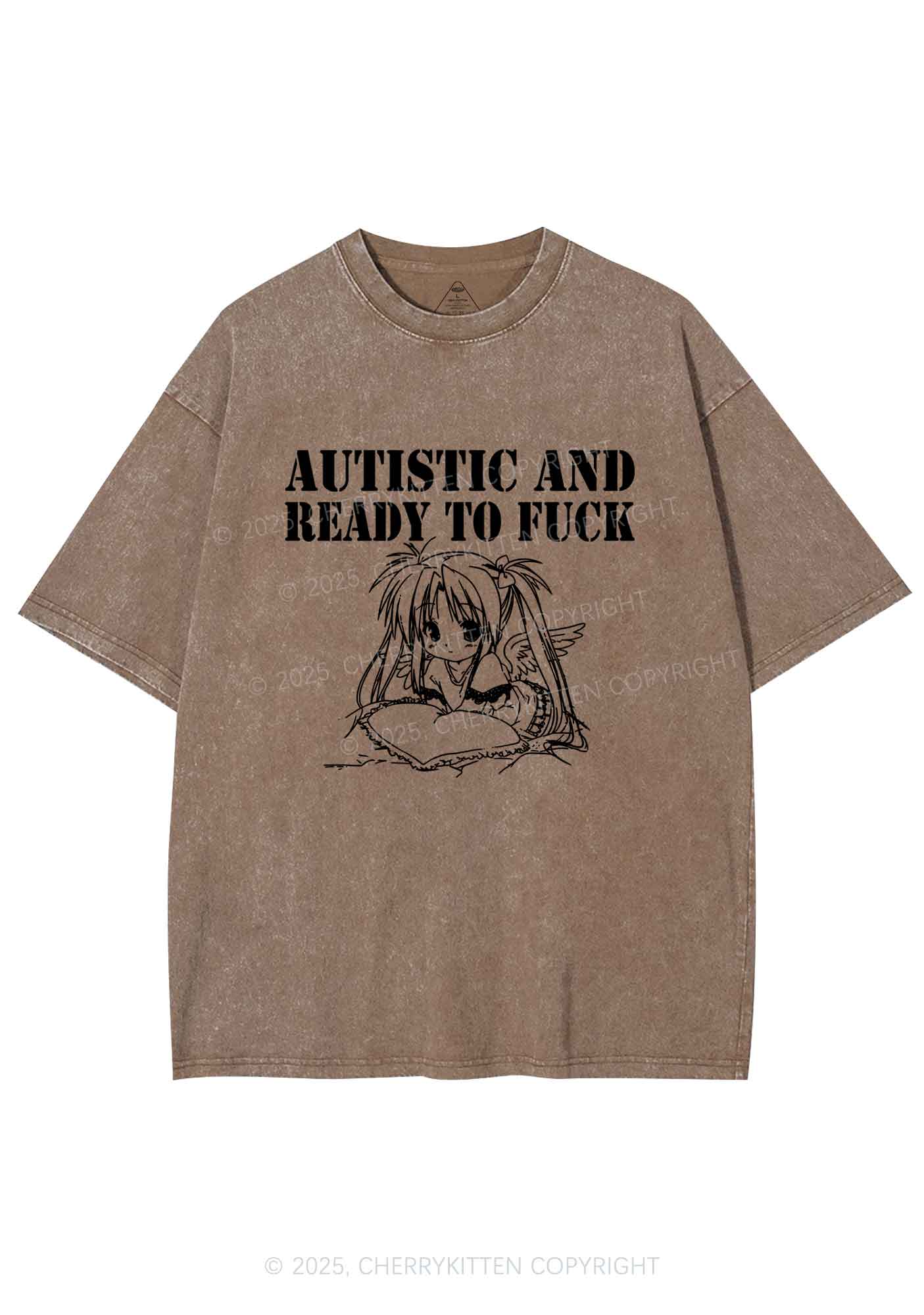 Autistic Ready To Fxxk Y2K Shirts Washed Tee Cherrykitten