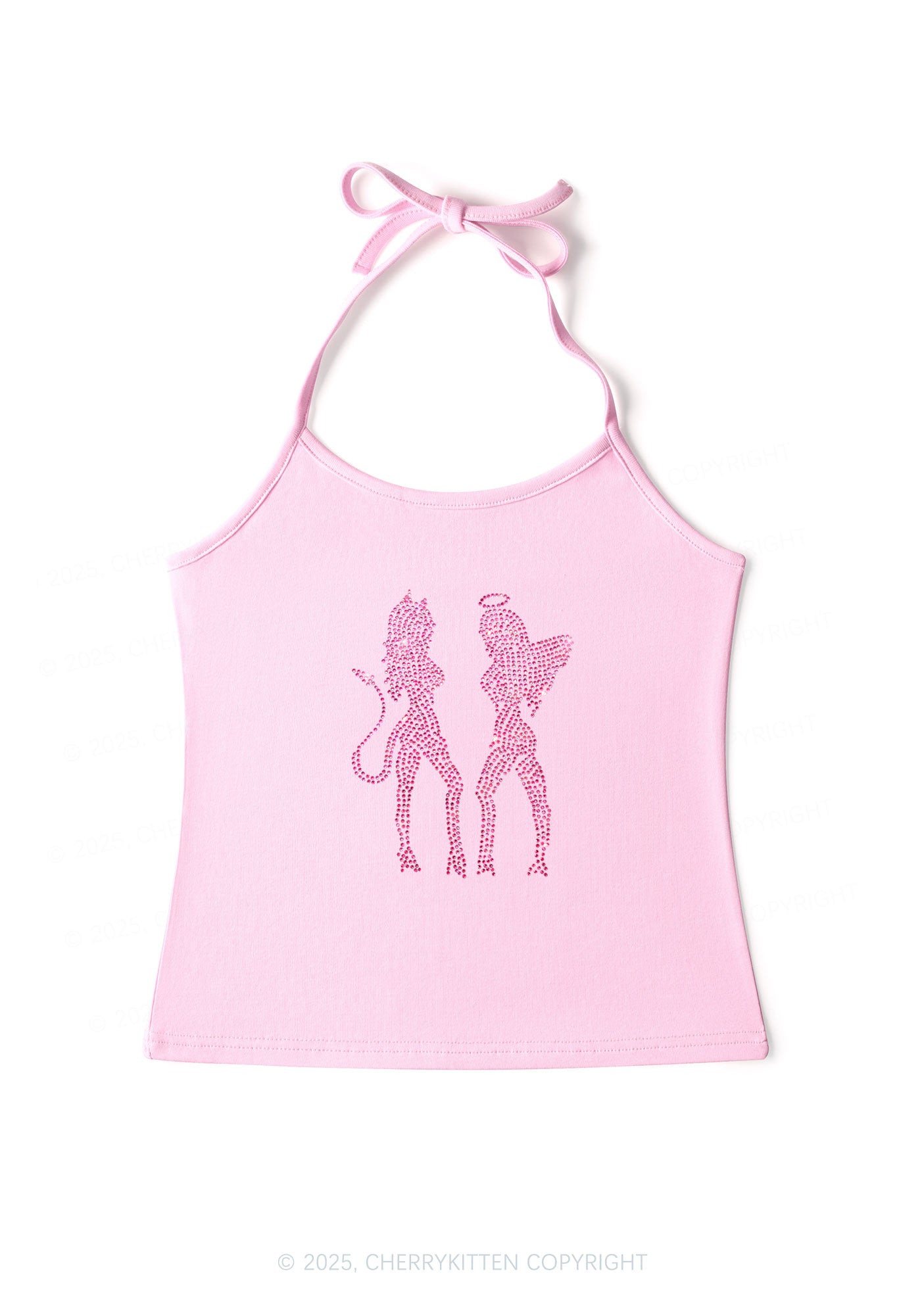 Rhinestone Dancing Girls Y2K Halter Neck Cami Cherrykitten