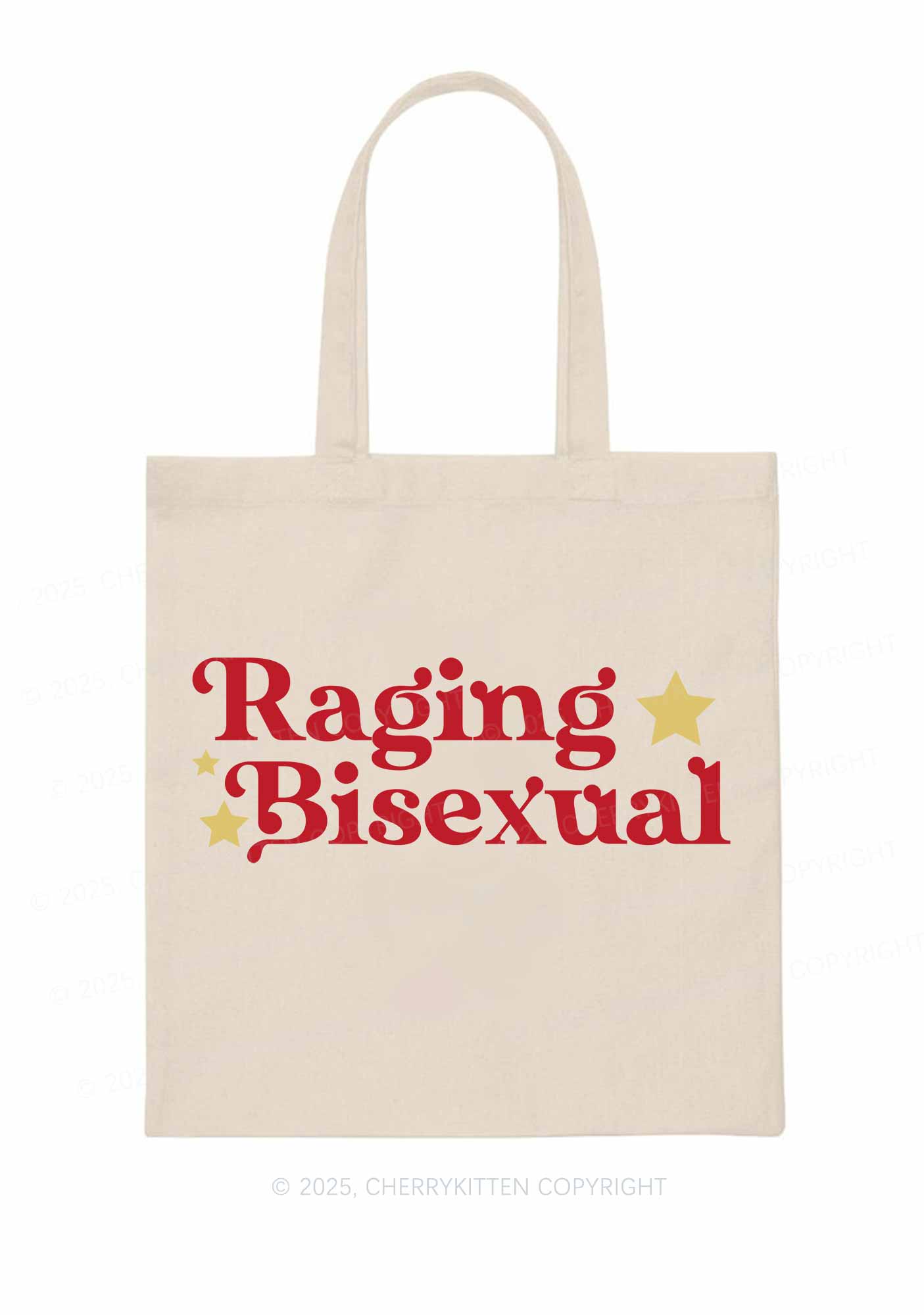 Raging Bisexual Stars Pride Y2K Canvas Tote Bag Cherrykitten