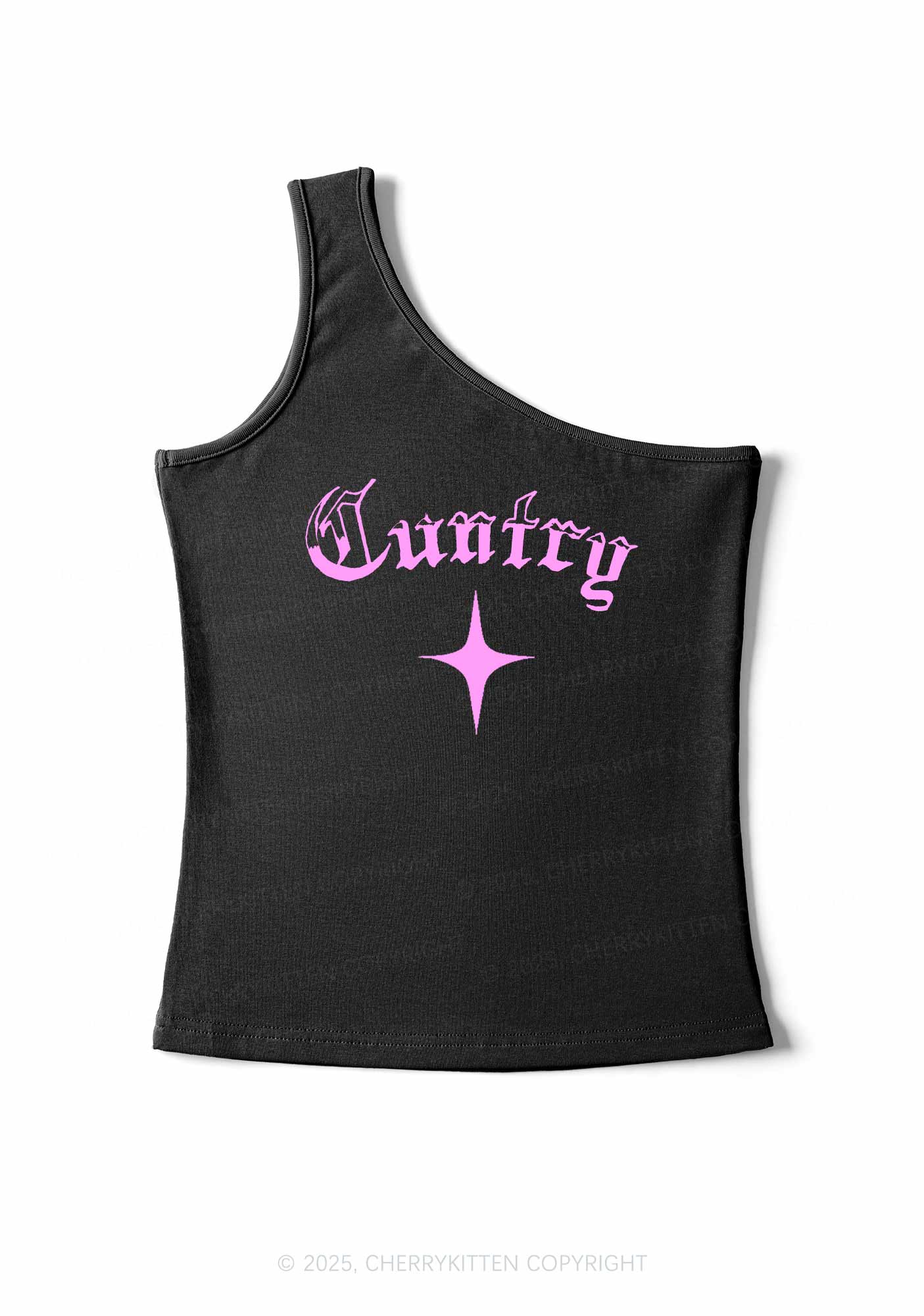 Cuntry Y2K One Shoulder Tank Top Cherrykitten