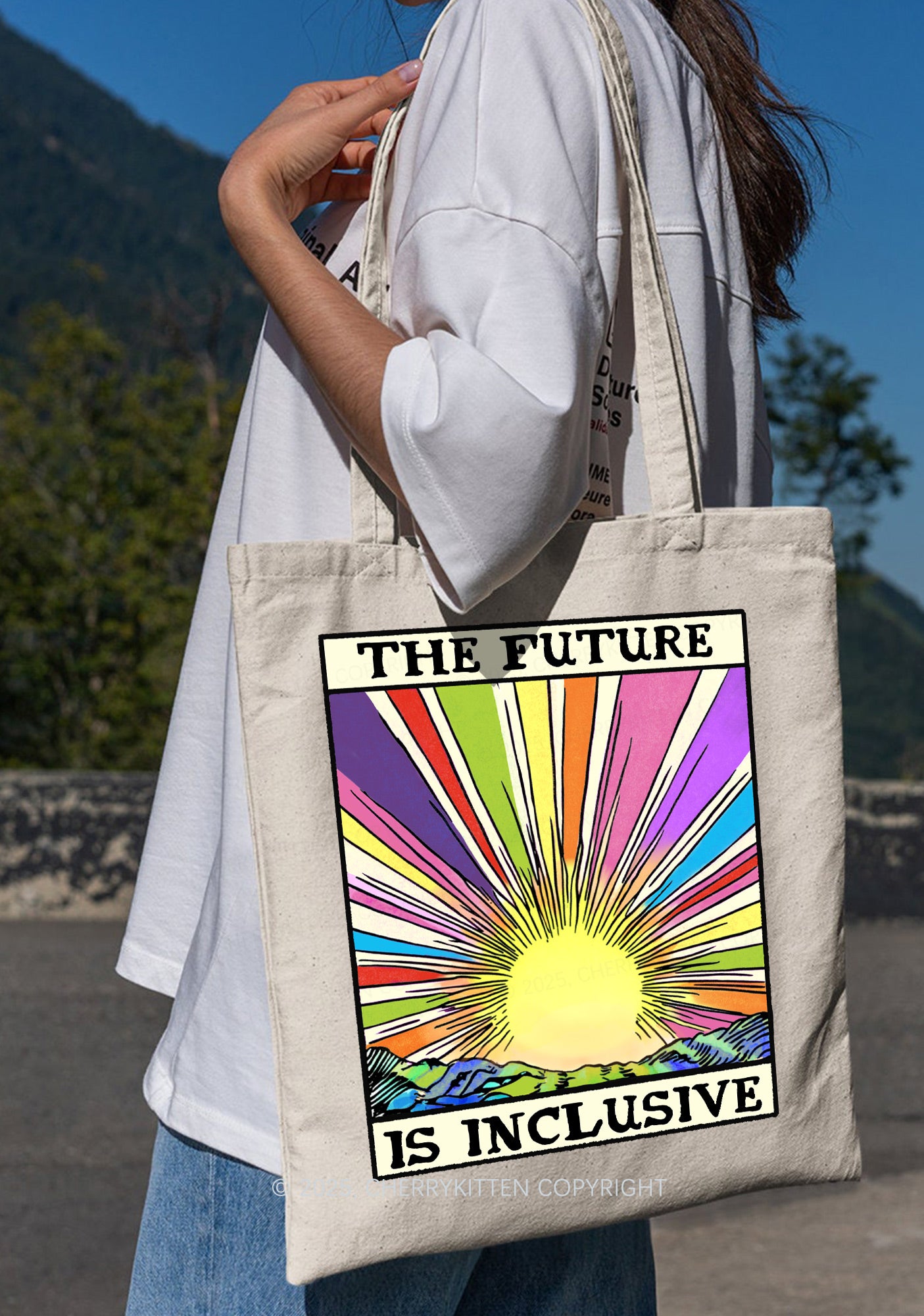 The Future Is Inclusive Pride Y2K Canvas Tote Bag Cherrykitten