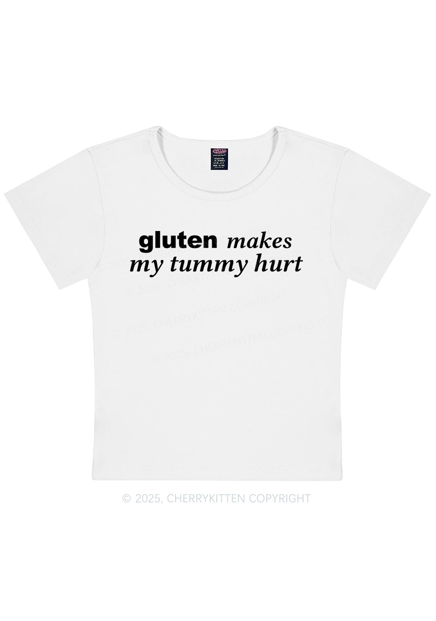 Gluten Makes Tummy Hurt Y2K Baby Tee Cherrykitten