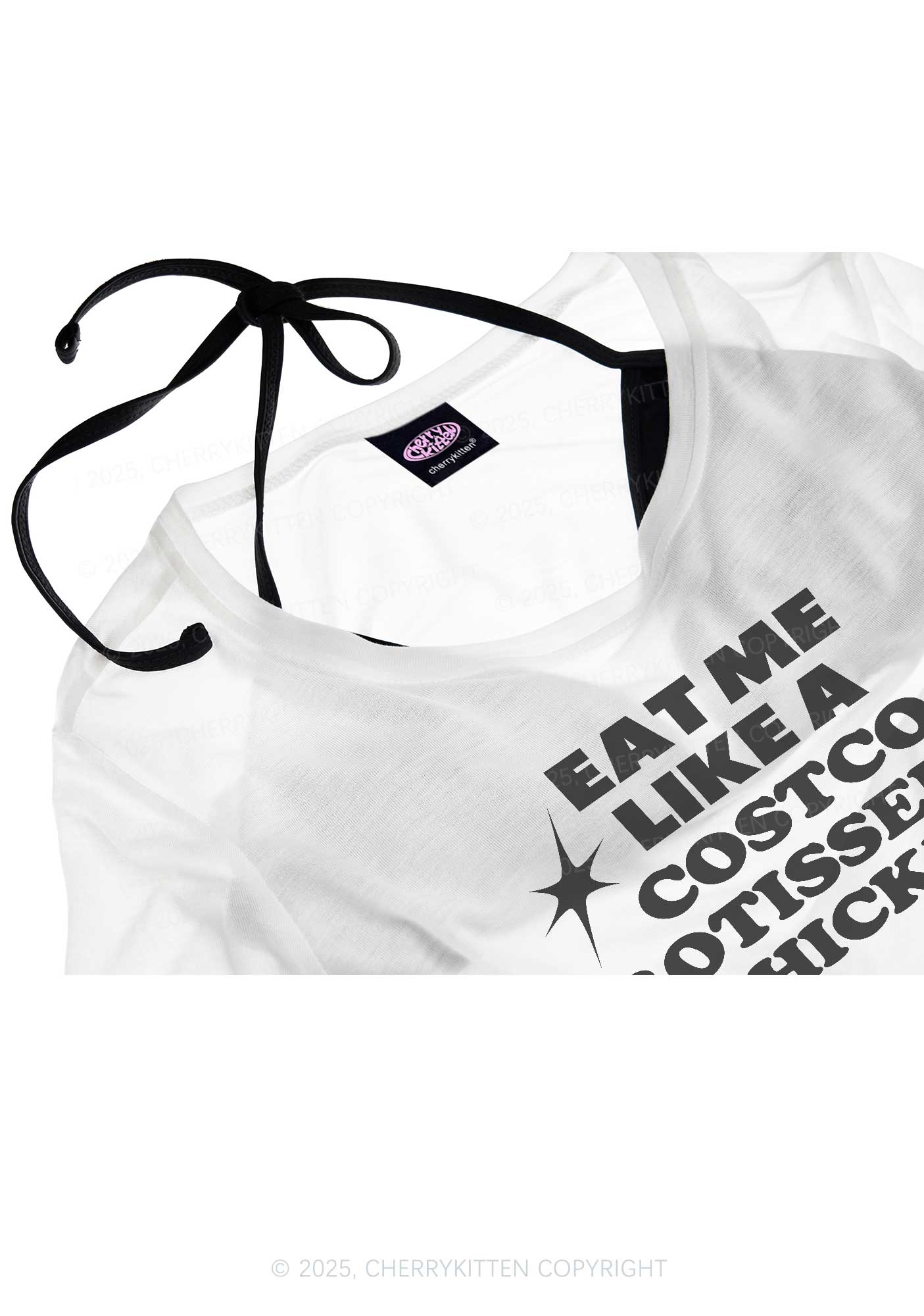 Eat Me Like Chicken Y2K Sheer Crop Tee Cherrykitten