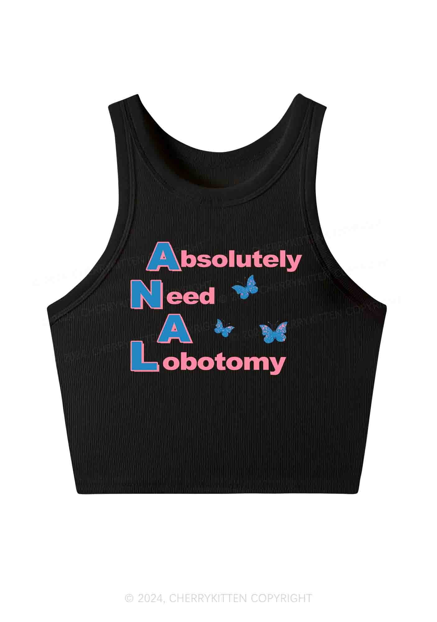 Absolutely Need A Lobotomy Y2K Crop Tank Top Cherrykitten
