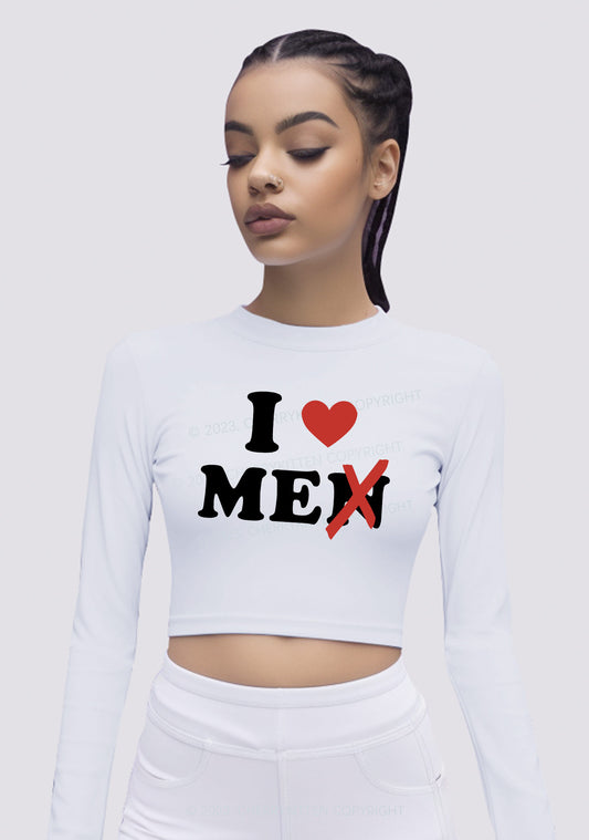 Love Me Not Men Long Sleeve Crop Top Cherrykitten