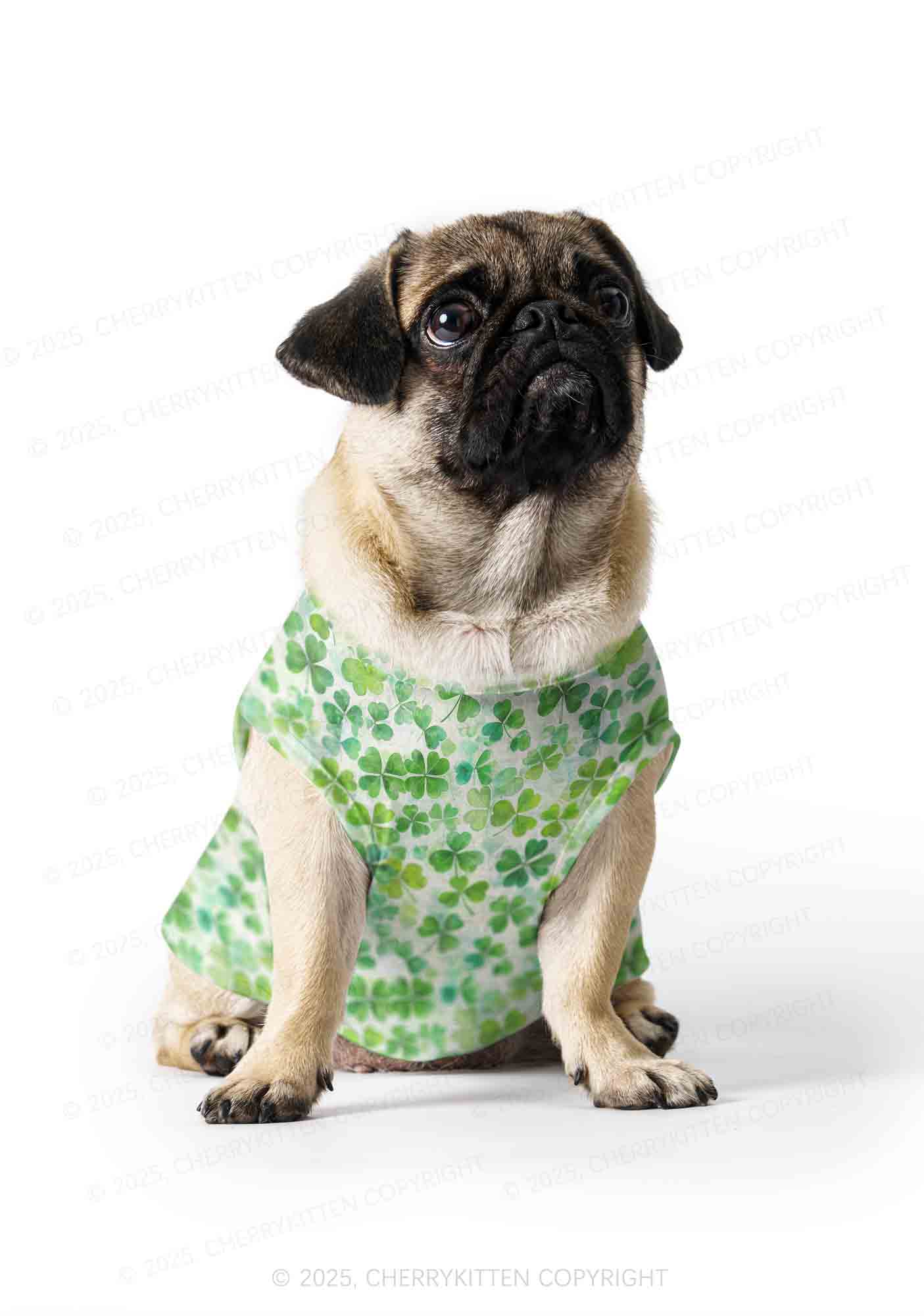 Green Shamrock Y2K Pet Tank Top Cherrykitten