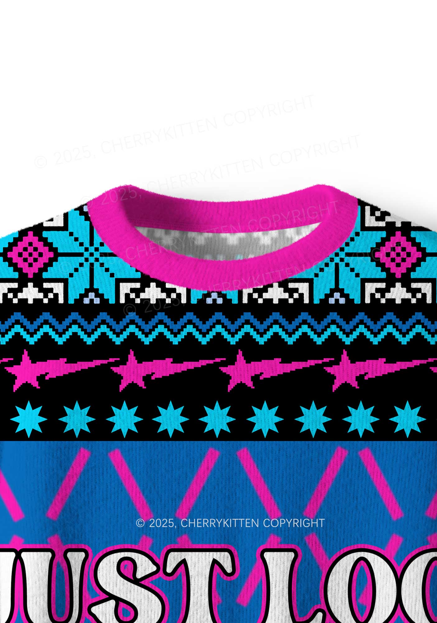 I Just Look Straight Y2K Christmas Knit Sweatshirt Cherrykitten